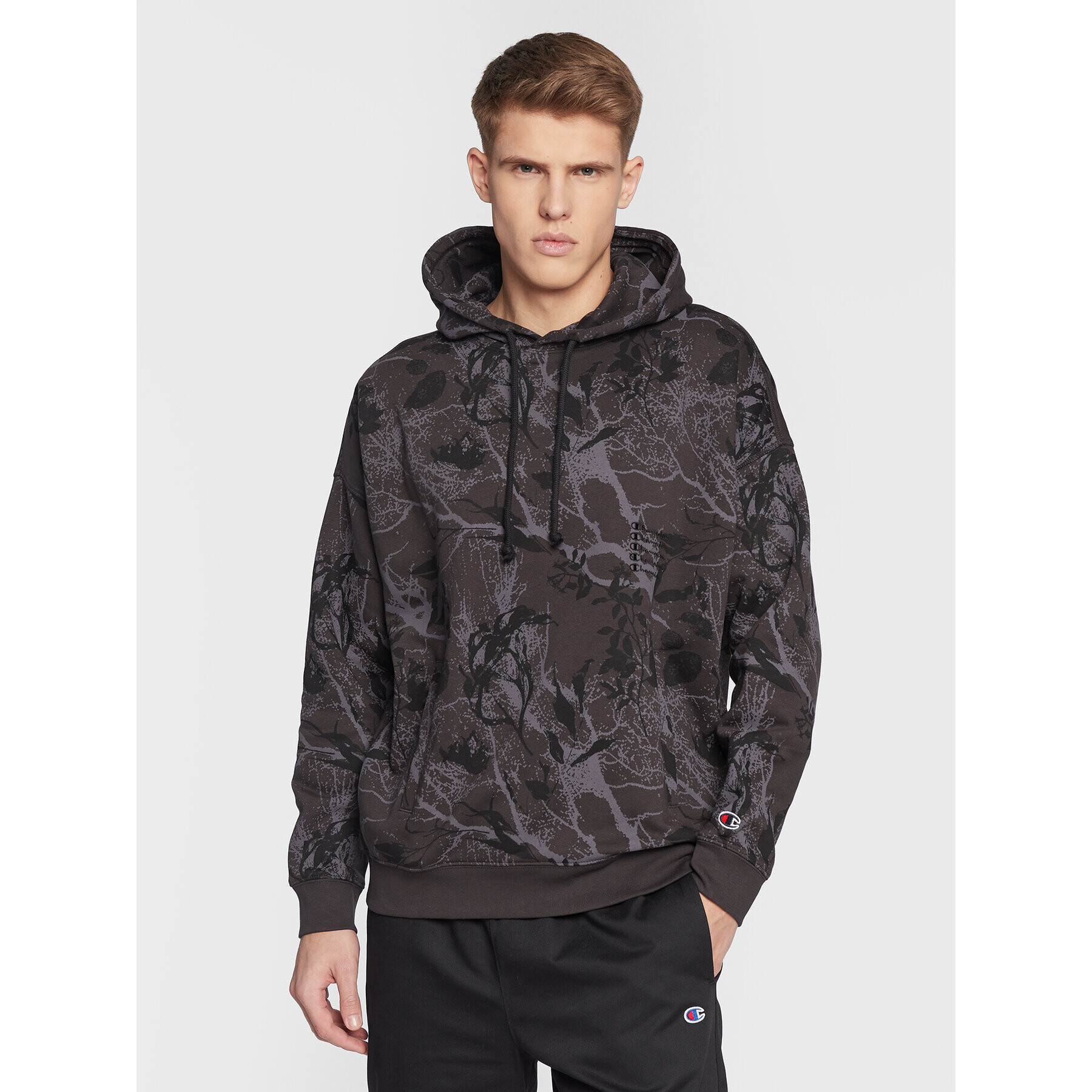 Champion Суитшърт All-Over Nature Print 217914 Черен Baggy Fit - Pepit.bg