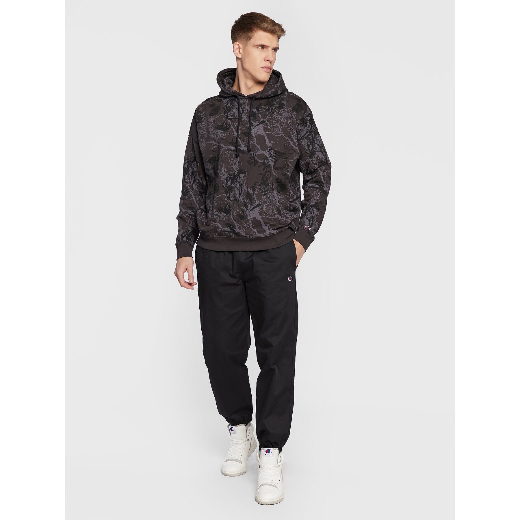 Champion Суитшърт All-Over Nature Print 217914 Черен Baggy Fit - Pepit.bg