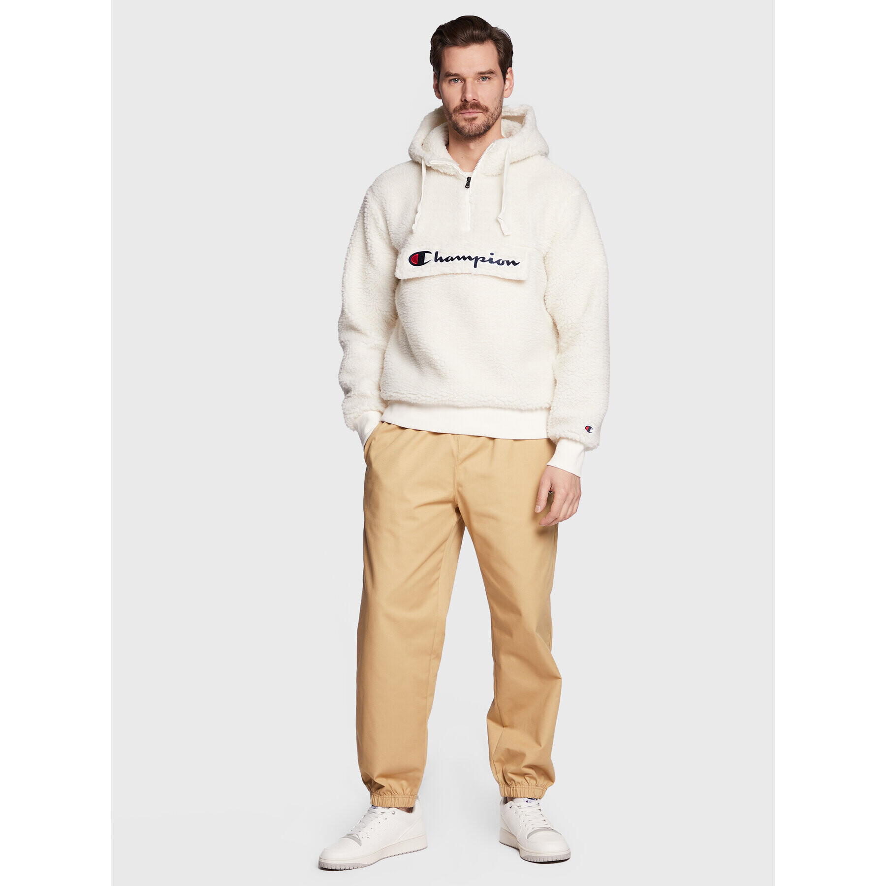 Champion Суитшърт Big Pocket 218092 Бял Regular Fit - Pepit.bg