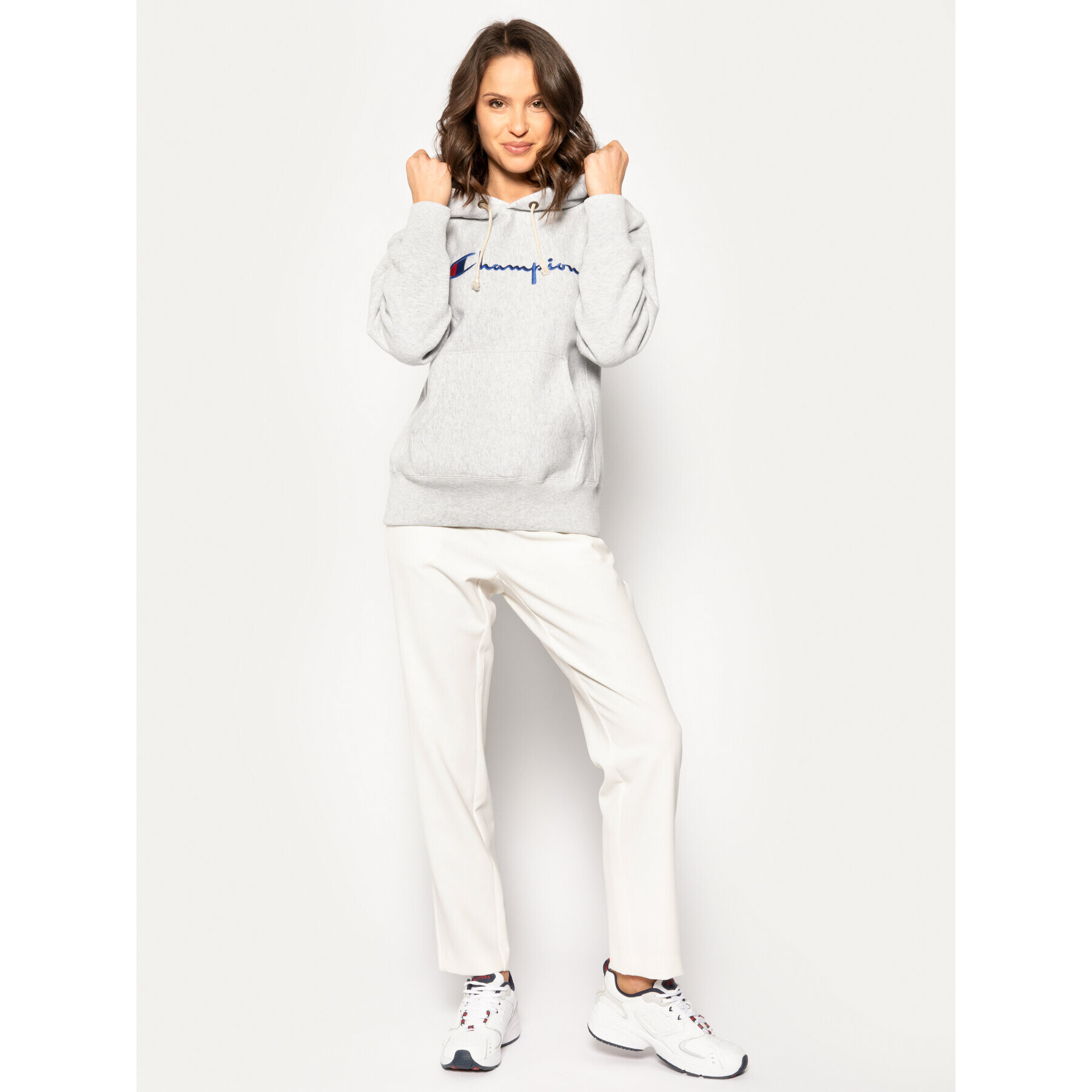 Champion Суитшърт Big Script 113149 Сив Regular Fit - Pepit.bg