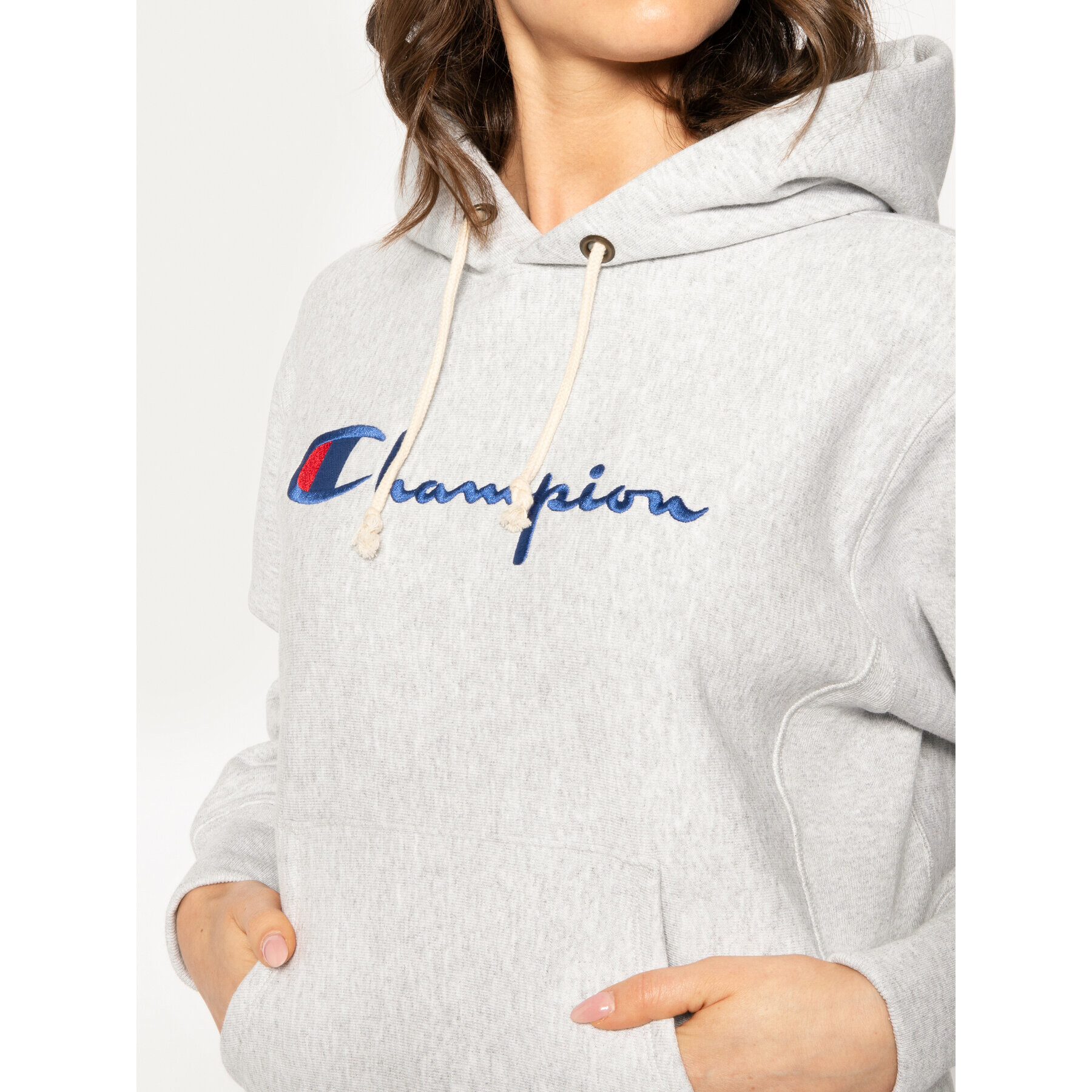 Champion Суитшърт Big Script 113149 Сив Regular Fit - Pepit.bg