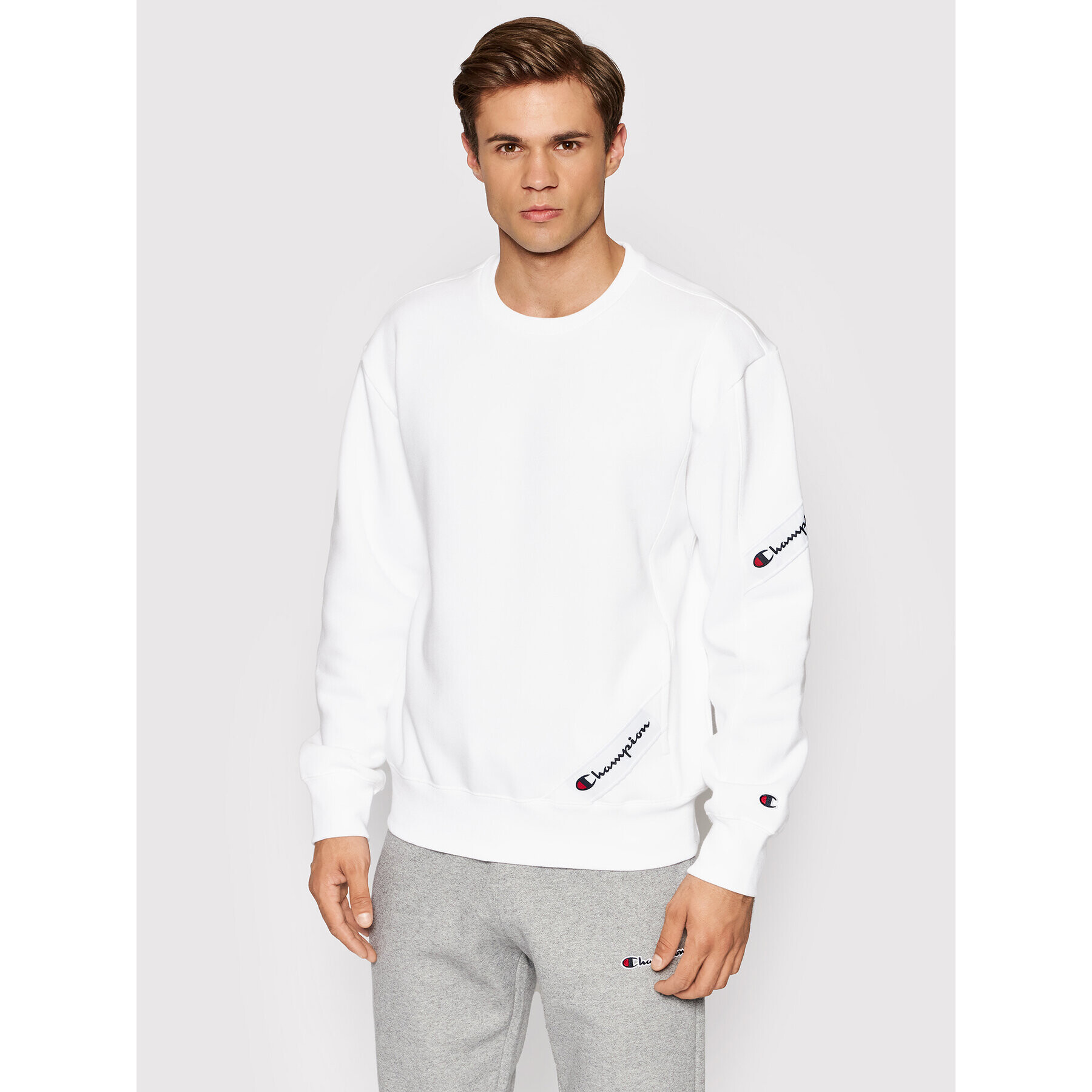 Champion Суитшърт Blend Asymmetric Pocket 216550 Бял Custom Fit - Pepit.bg