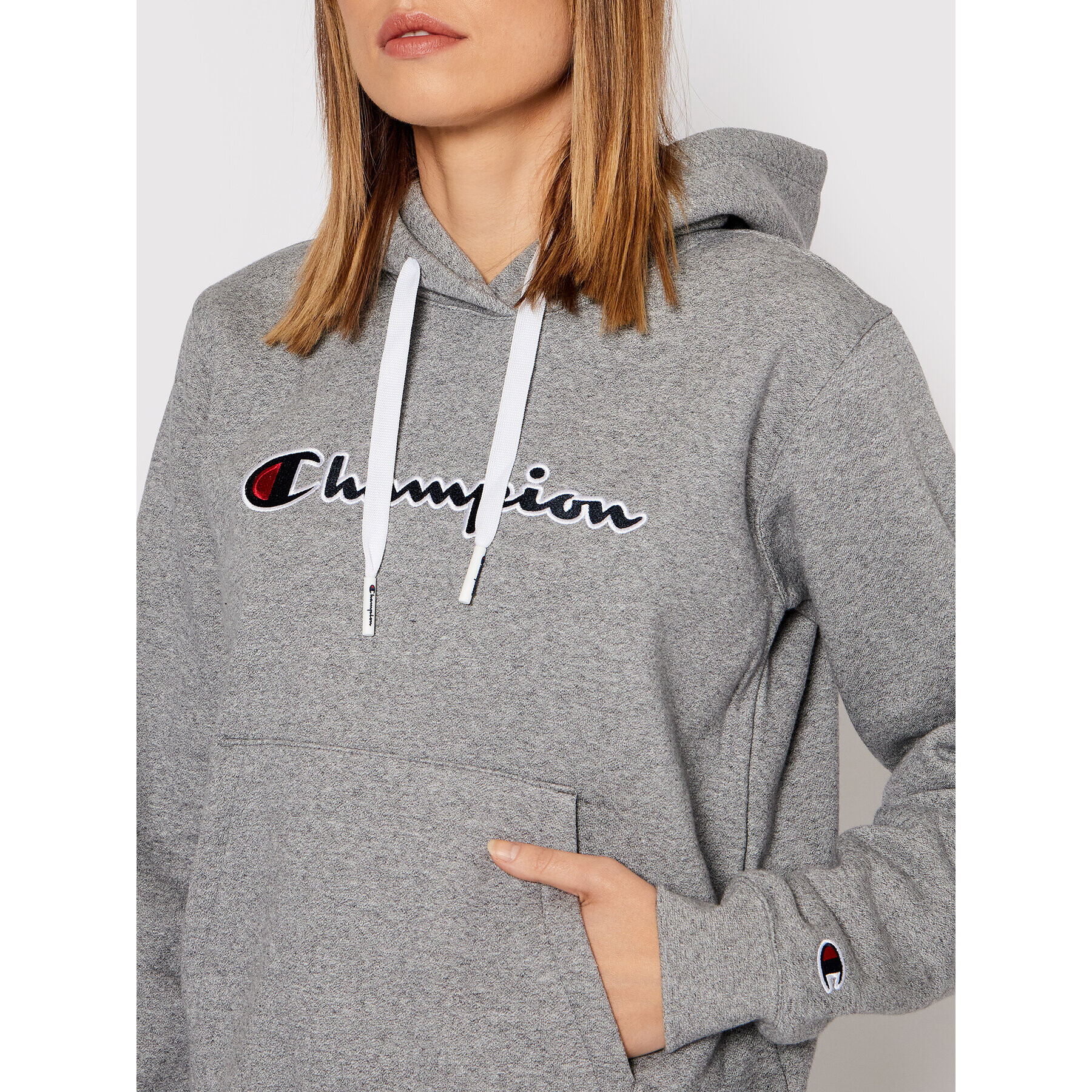 Champion Суитшърт Blend Script Logo 114461 Сив Regular Fit - Pepit.bg