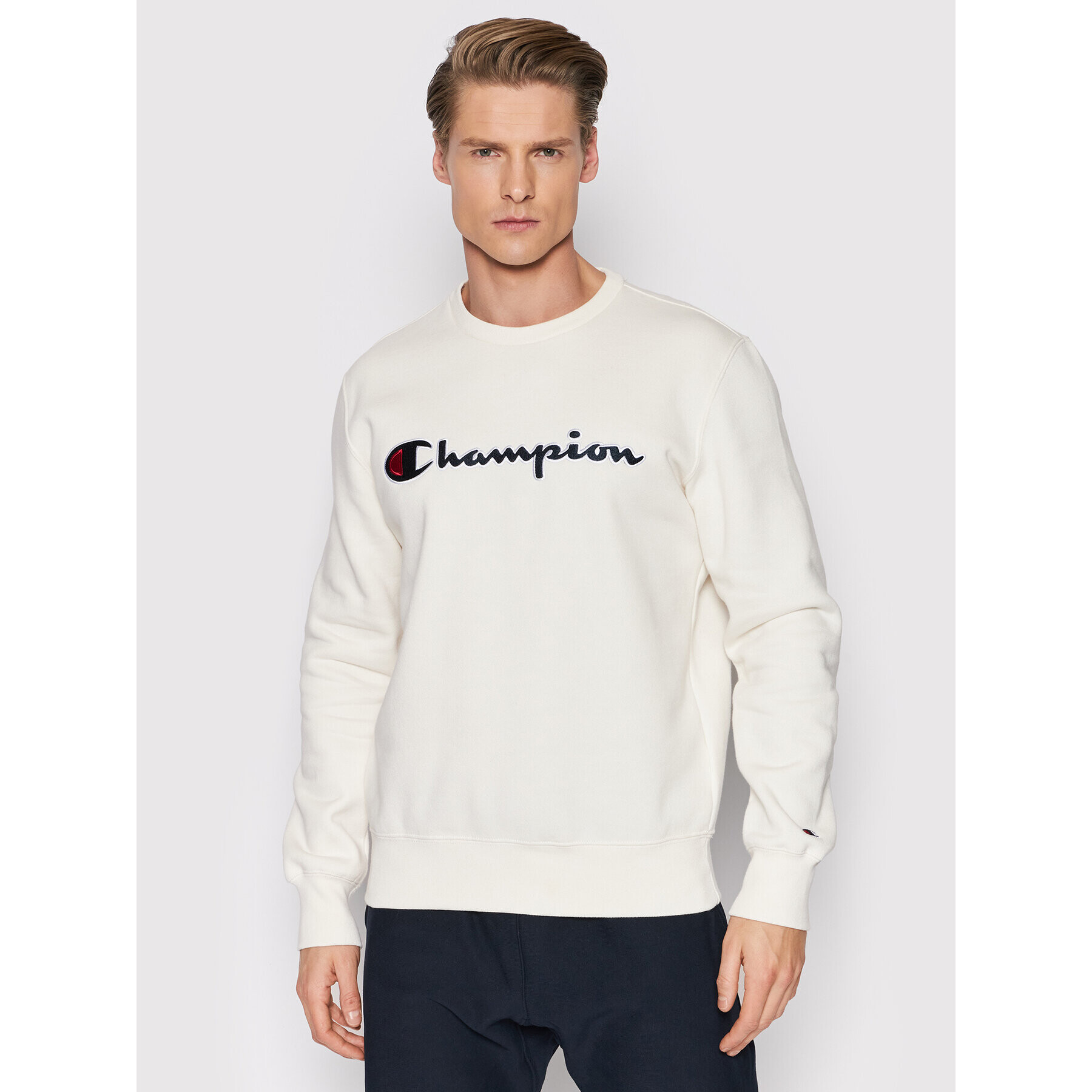 Champion Суитшърт Blend Script Logo 216471 Бежов Comfort Fit - Pepit.bg