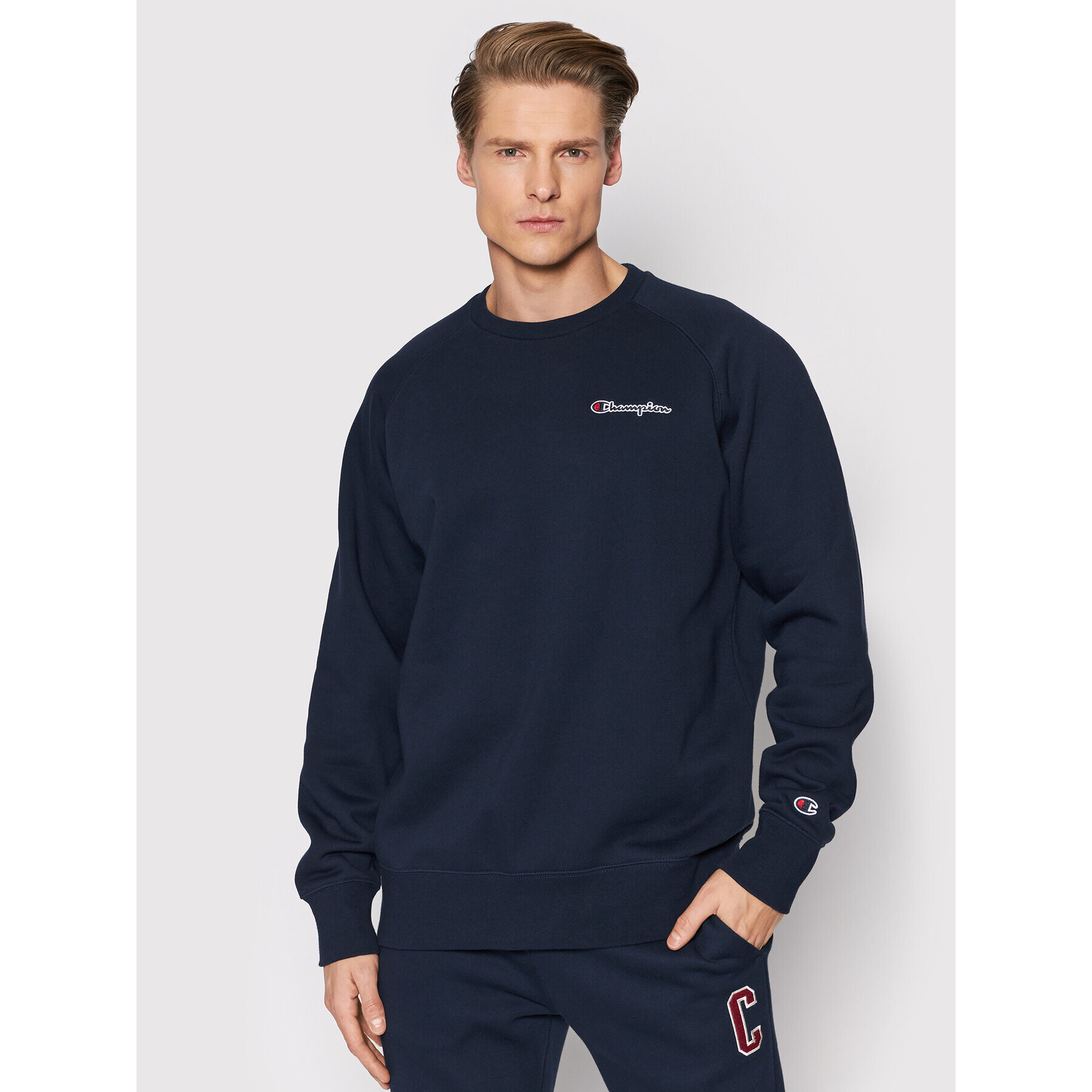 Champion Суитшърт Blend Script Logo Back 216484 Тъмносин Regular Fit - Pepit.bg