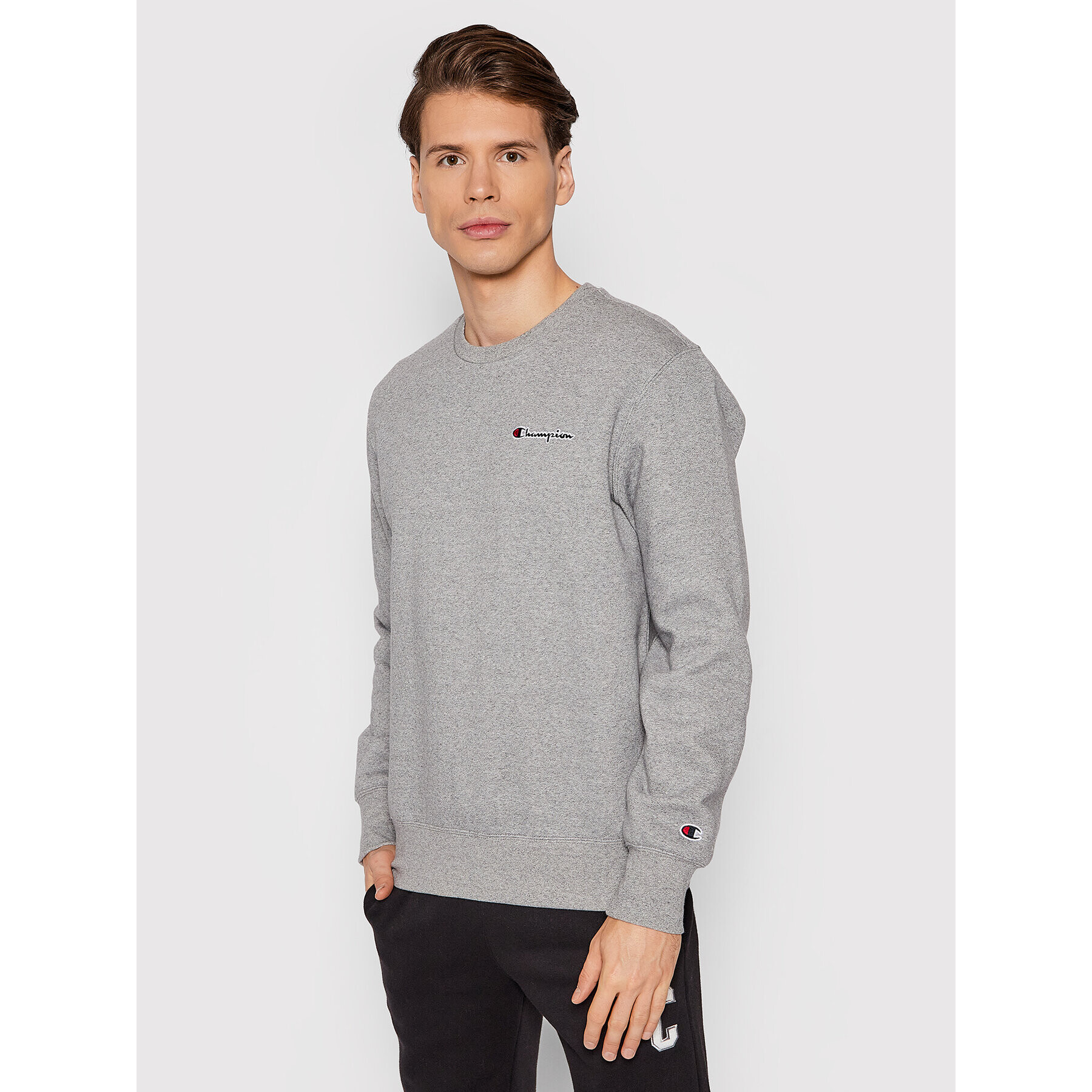Champion Суитшърт Blend Small Script Logo 216476 Сив Regular Fit - Pepit.bg