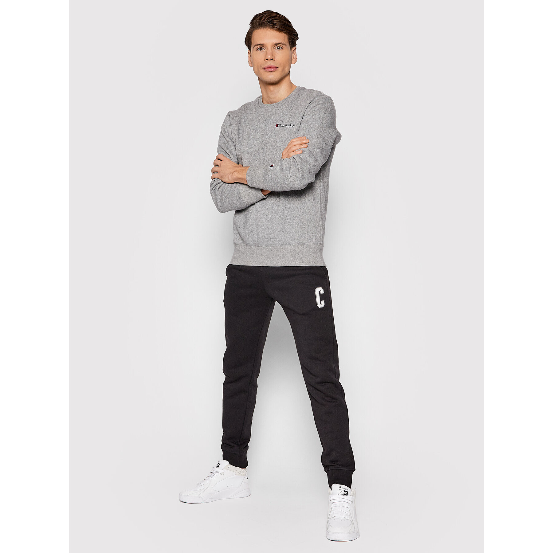 Champion Суитшърт Blend Small Script Logo 216476 Сив Regular Fit - Pepit.bg