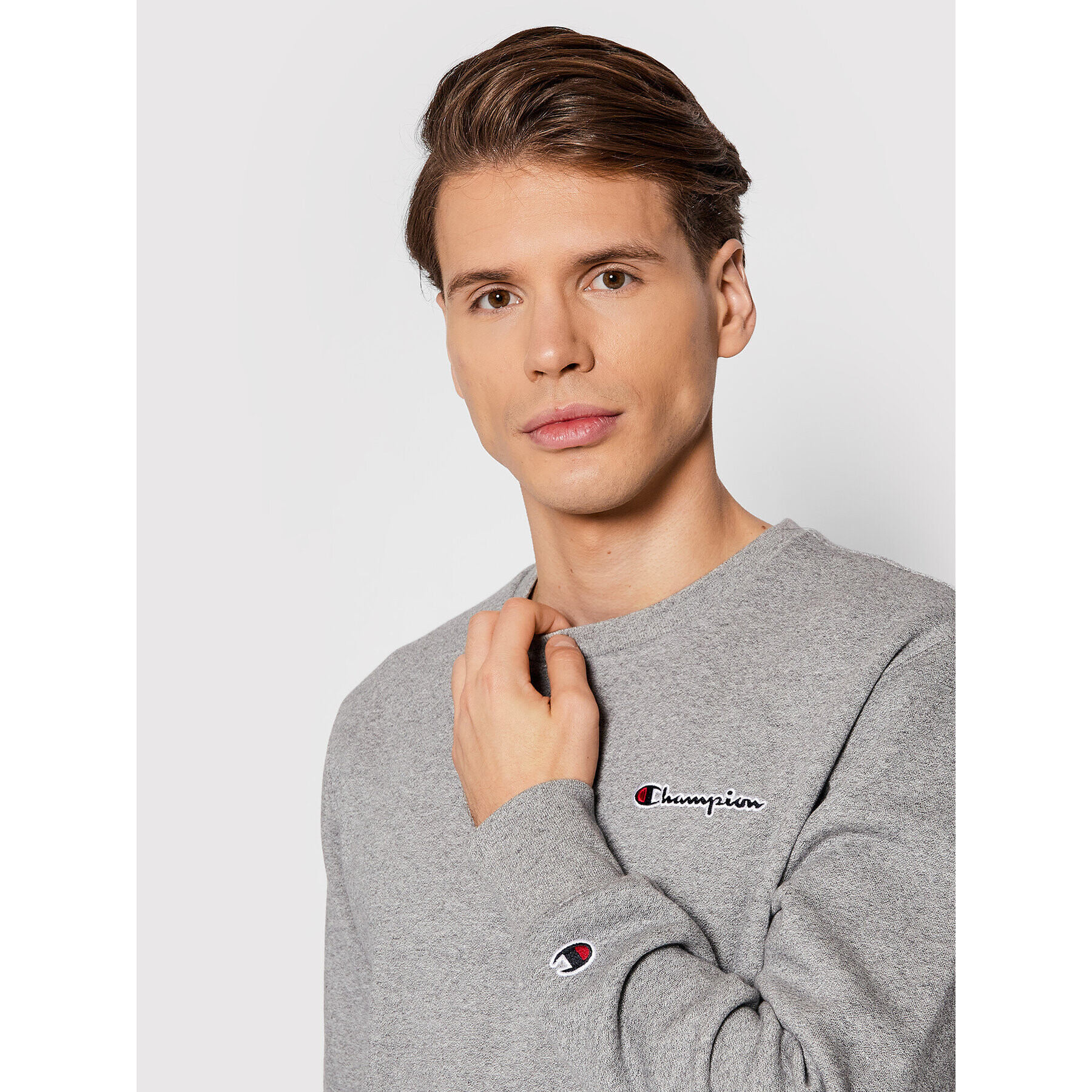 Champion Суитшърт Blend Small Script Logo 216476 Сив Regular Fit - Pepit.bg