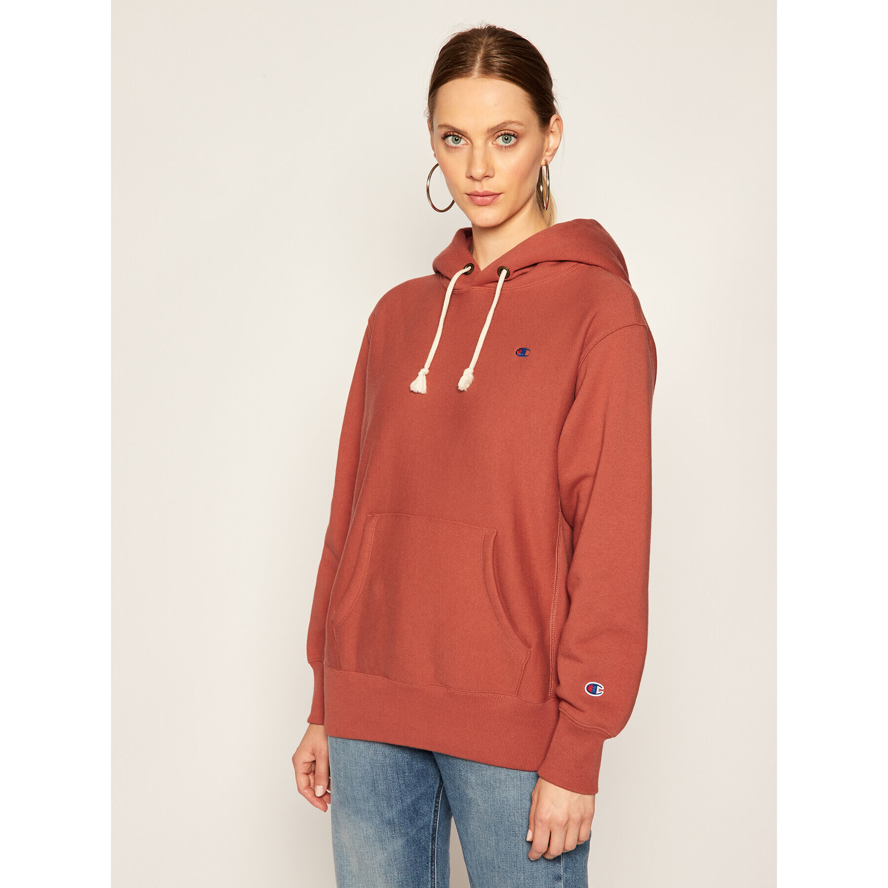 Champion Суитшърт C Logo 113350 Бордо Regular Fit - Pepit.bg