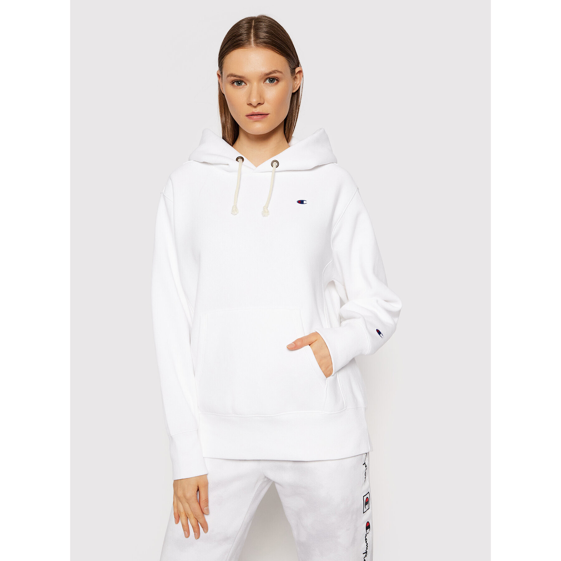 Champion Суитшърт C Logo 114778 Бял Regular Fit - Pepit.bg
