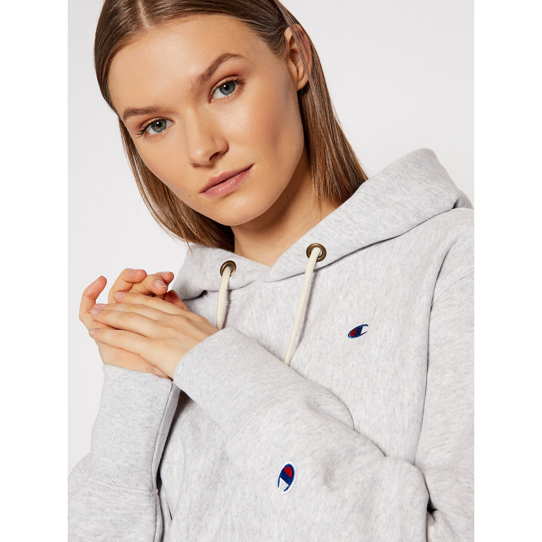 Champion Суитшърт C Logo 114778 Сив Regular Fit - Pepit.bg