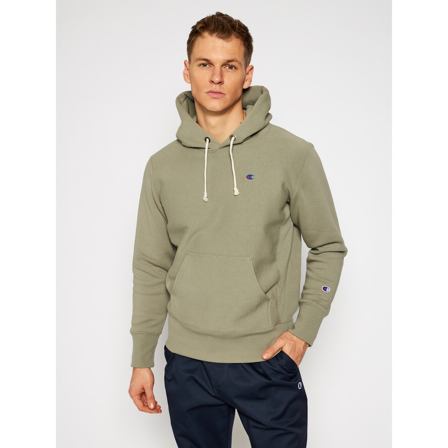 Champion Суитшърт C Logo 215214 Зелен Custom Fit - Pepit.bg