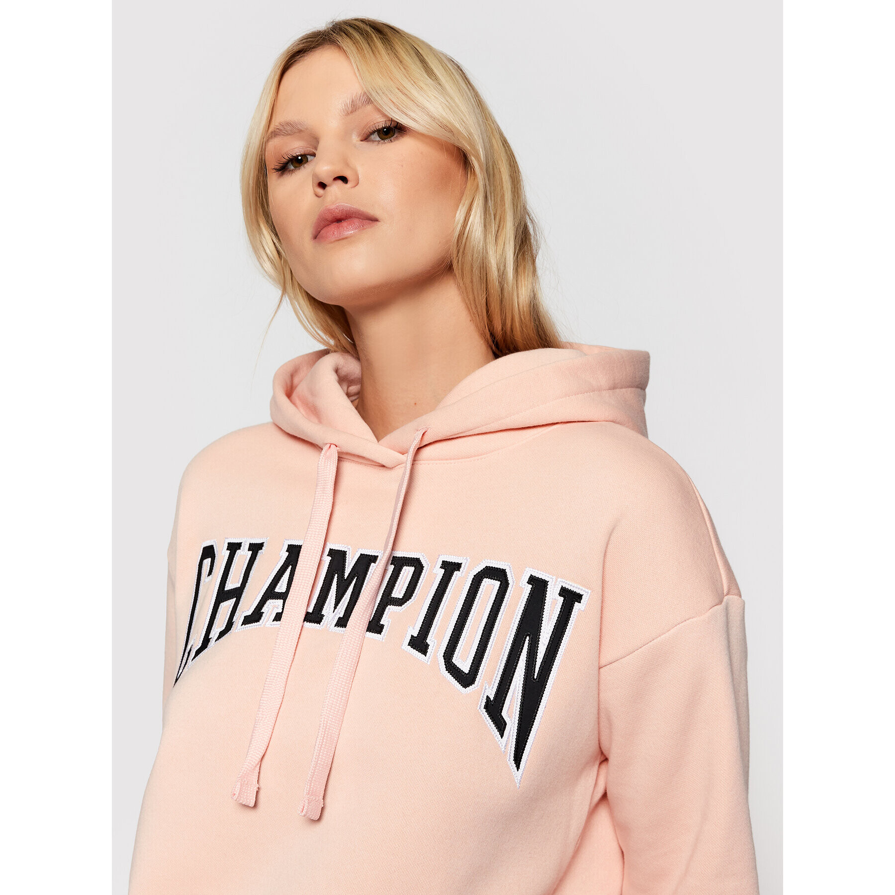 Champion Суитшърт Collegiate Logo 114766 Розов Custom Fit - Pepit.bg