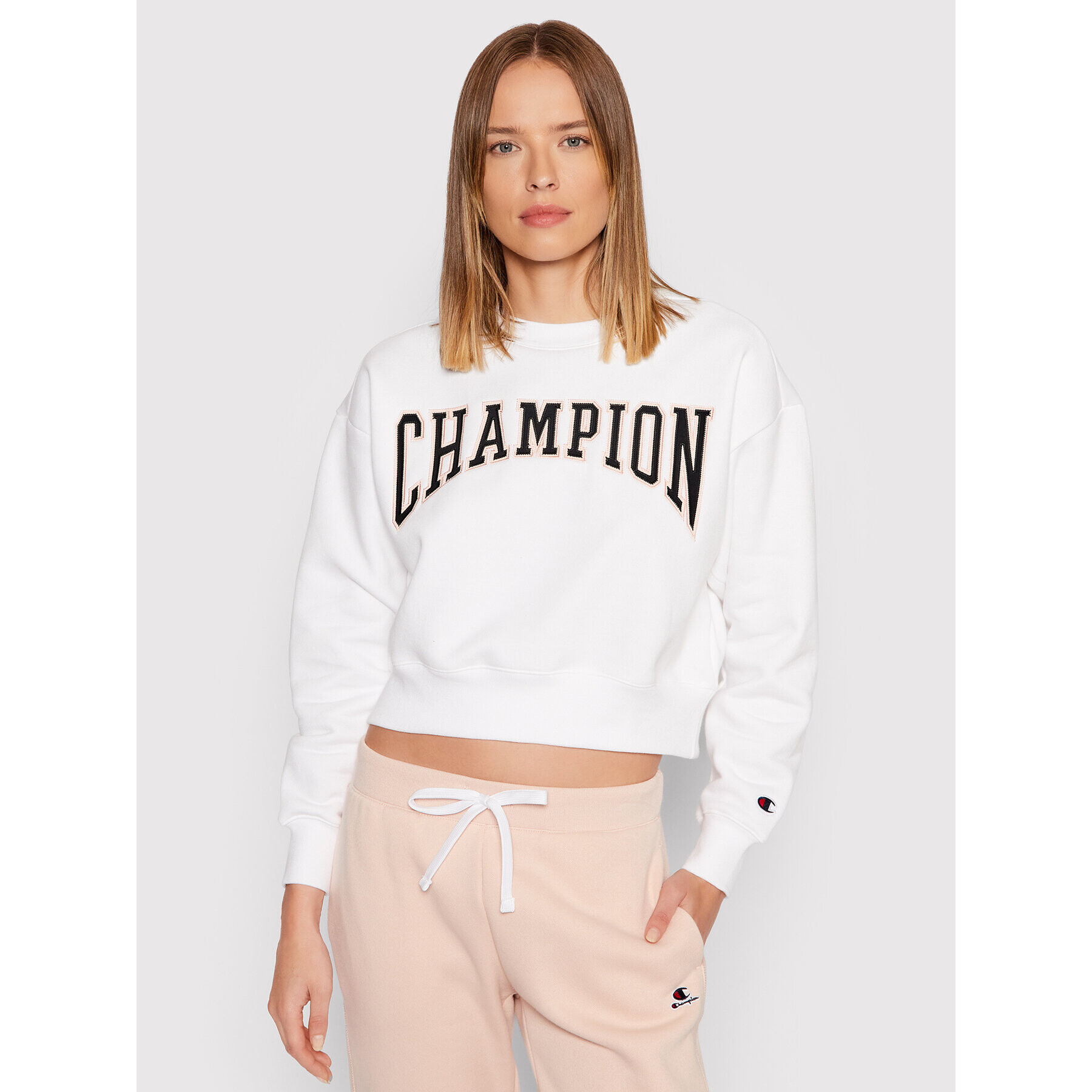 Champion Суитшърт Collegiate Logo 114767 Бял Regular Fit - Pepit.bg