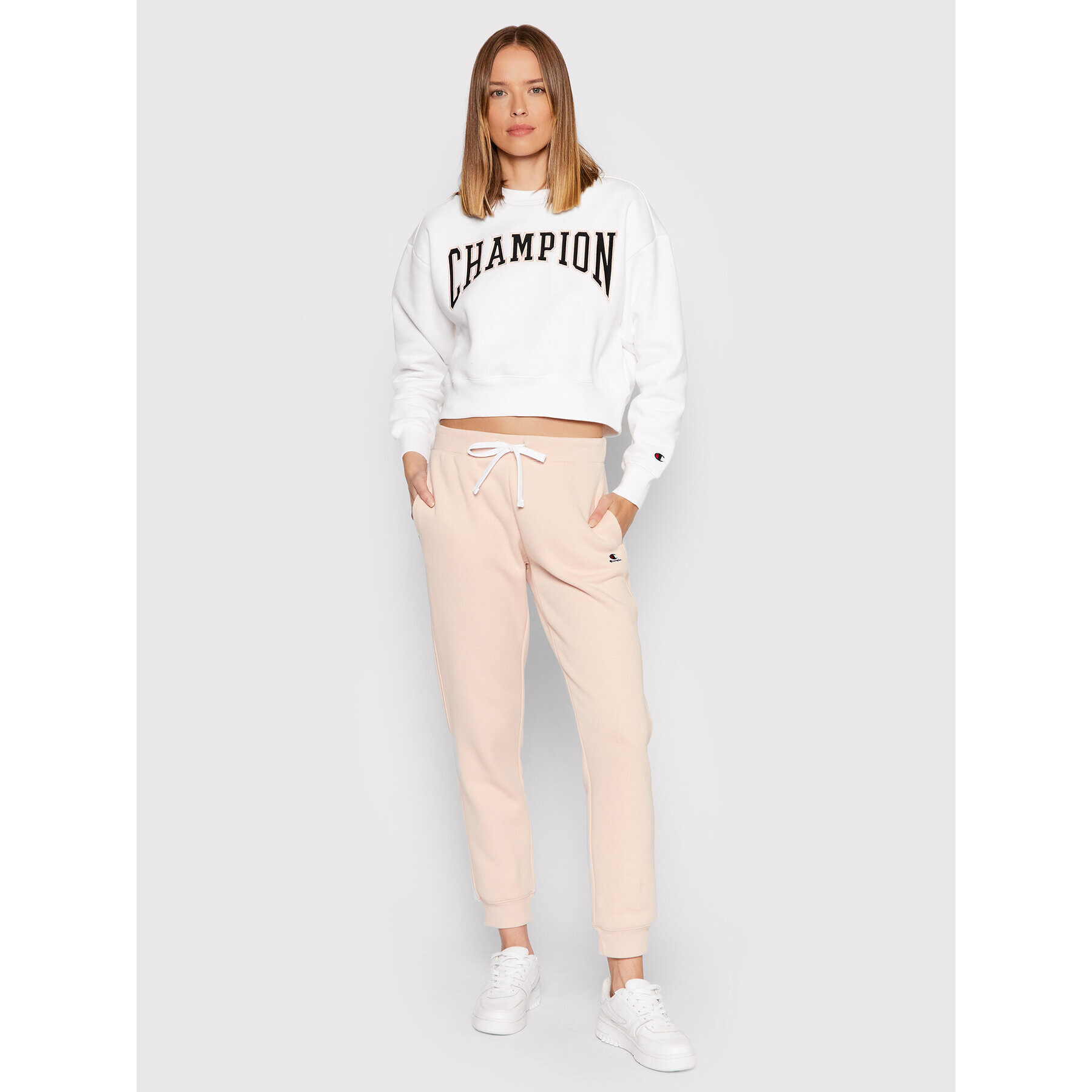 Champion Суитшърт Collegiate Logo 114767 Бял Regular Fit - Pepit.bg
