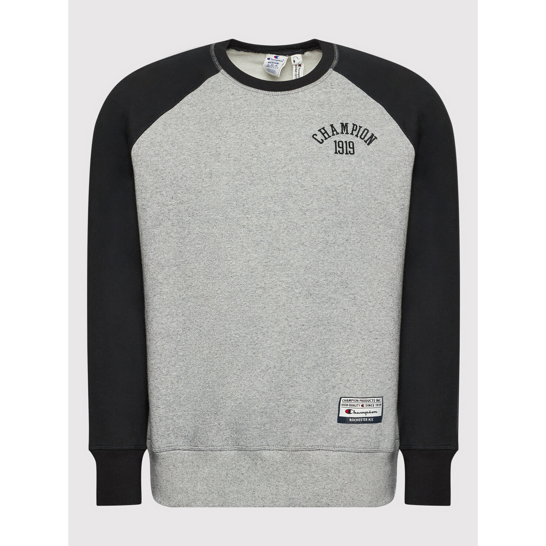 Champion Суитшърт Collegiate Logo Colour Block 216913 Сив Custom Fit - Pepit.bg