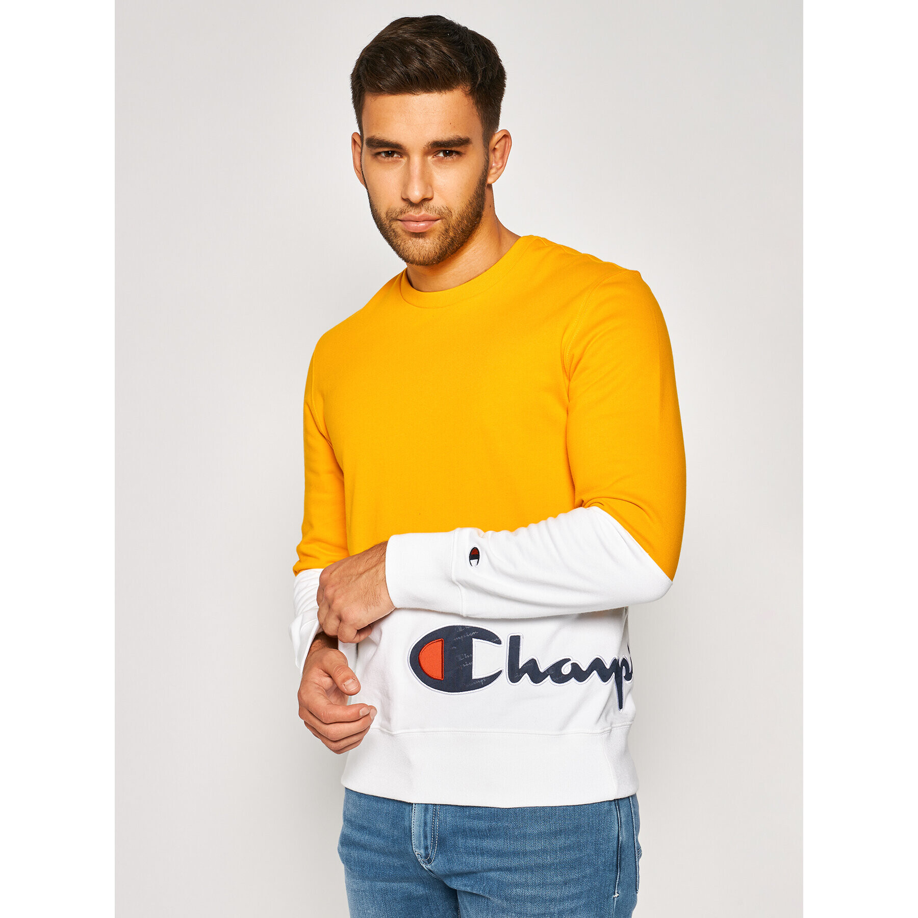 Champion Суитшърт Colour Block Wraparound 214206 Жълт Regular Fit - Pepit.bg