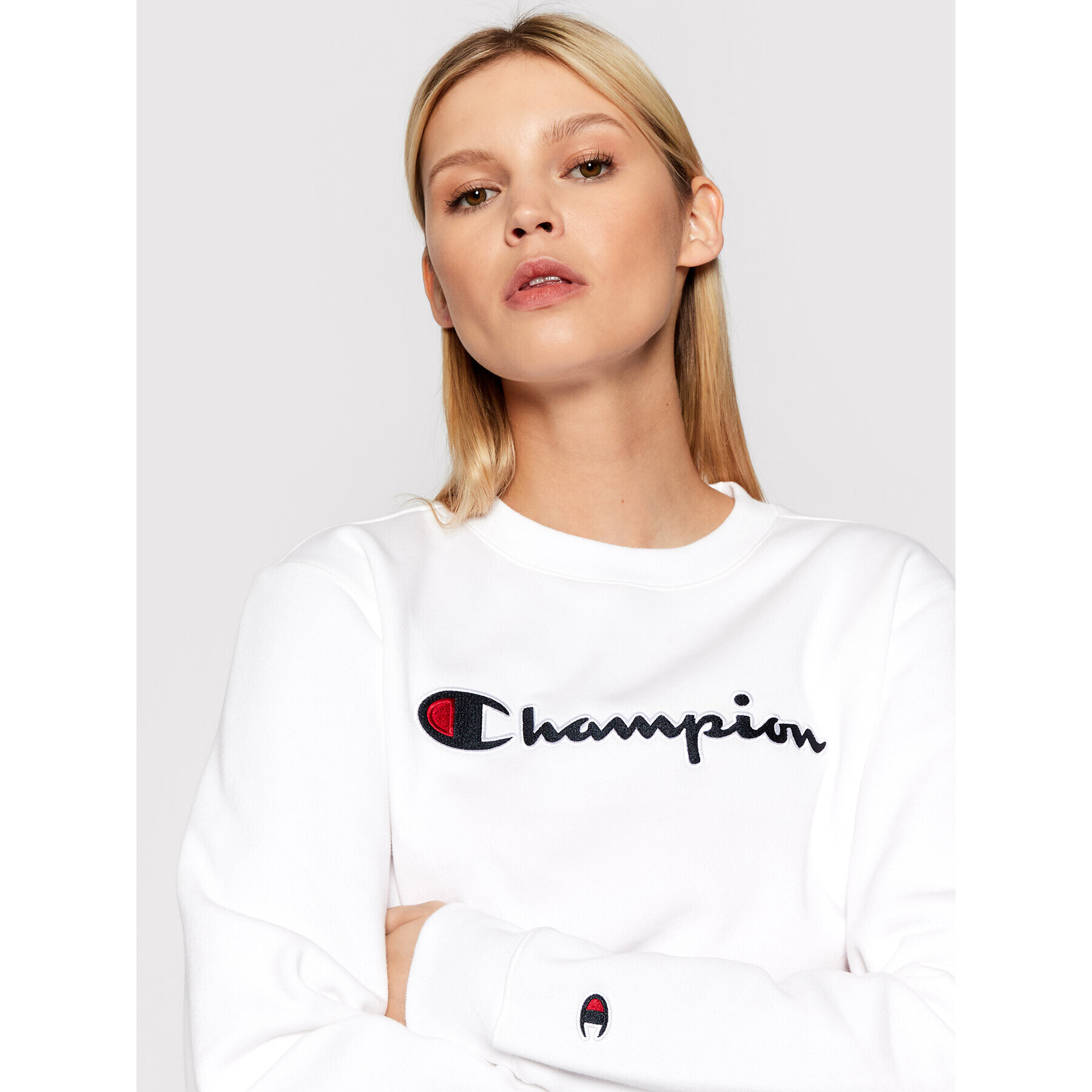 Champion Суитшърт Crewneck 114462 Бял Regular Fit - Pepit.bg