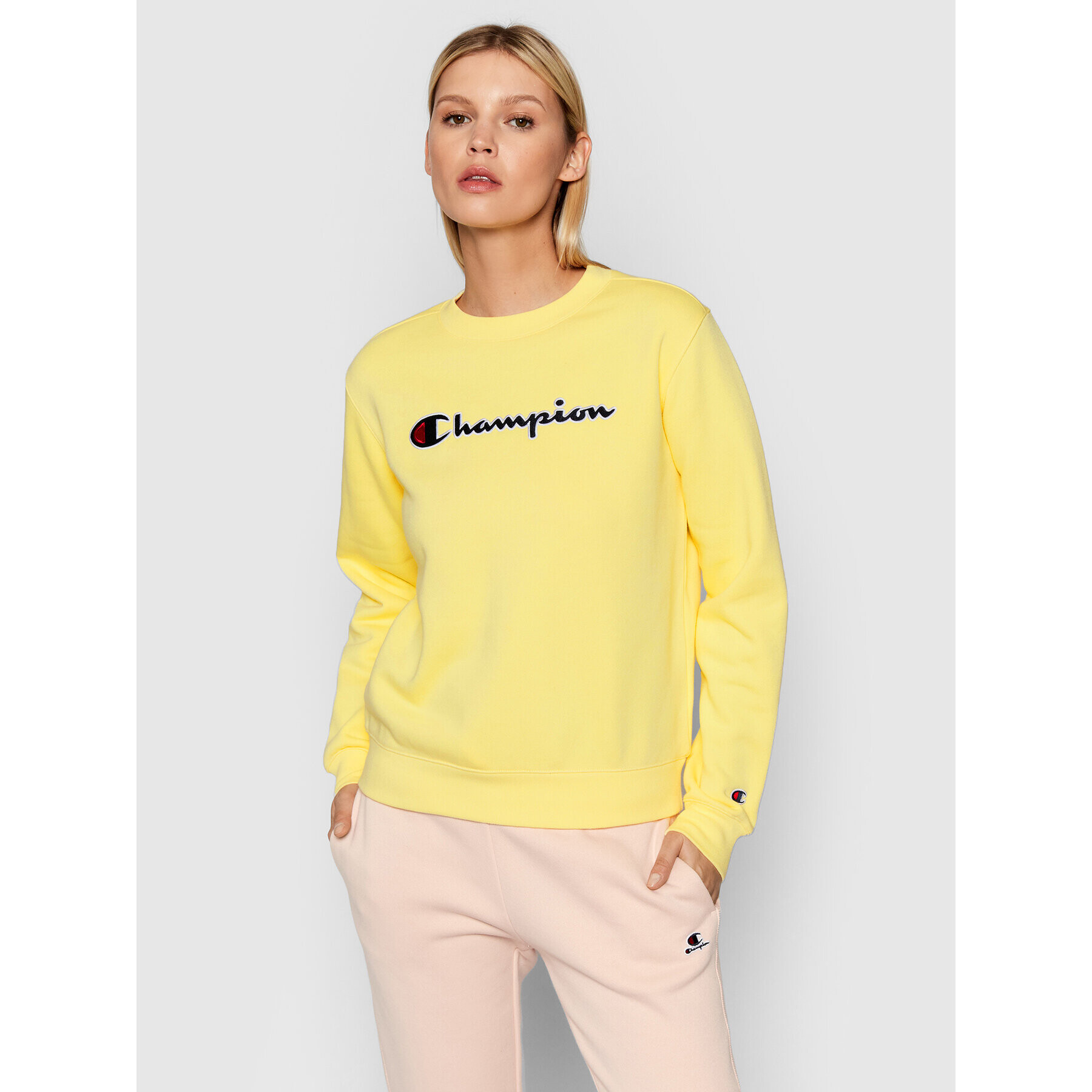 Champion Суитшърт Crewneck 114462 Жълт Regular Fit - Pepit.bg