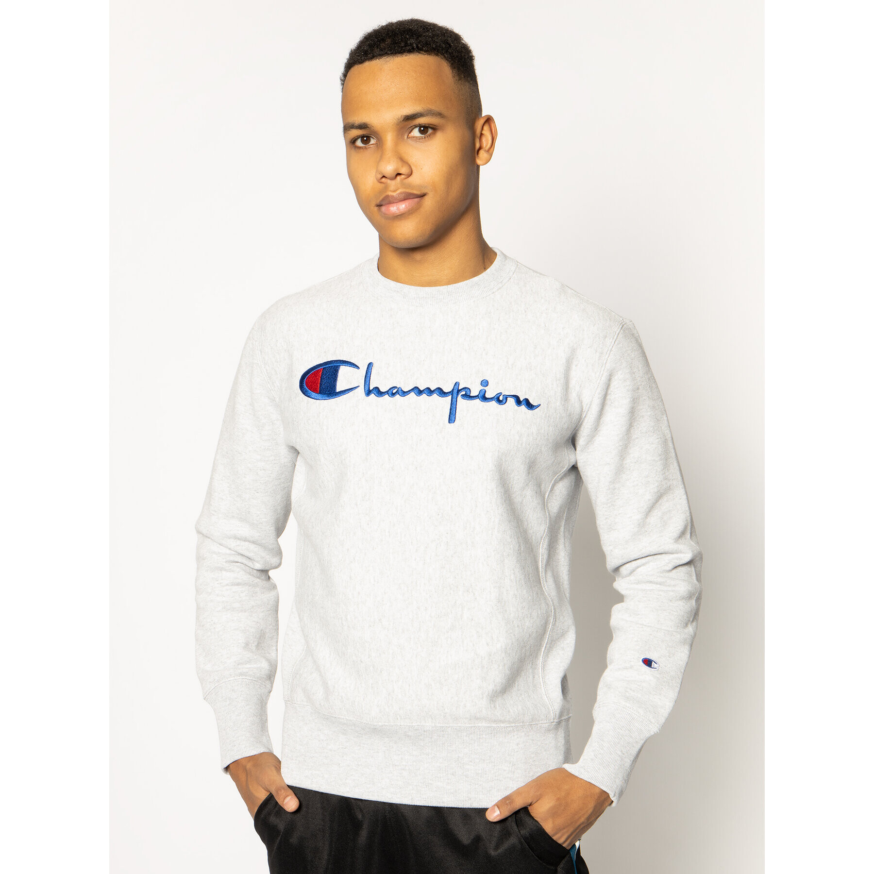 Champion Суитшърт Crewneck 215160 Сив Regular Fit - Pepit.bg