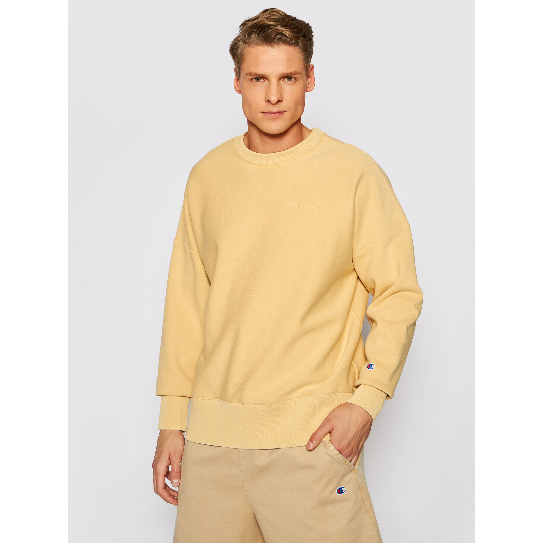 Champion Суитшърт Crewneck 216199 Жълт Regular Fit - Pepit.bg