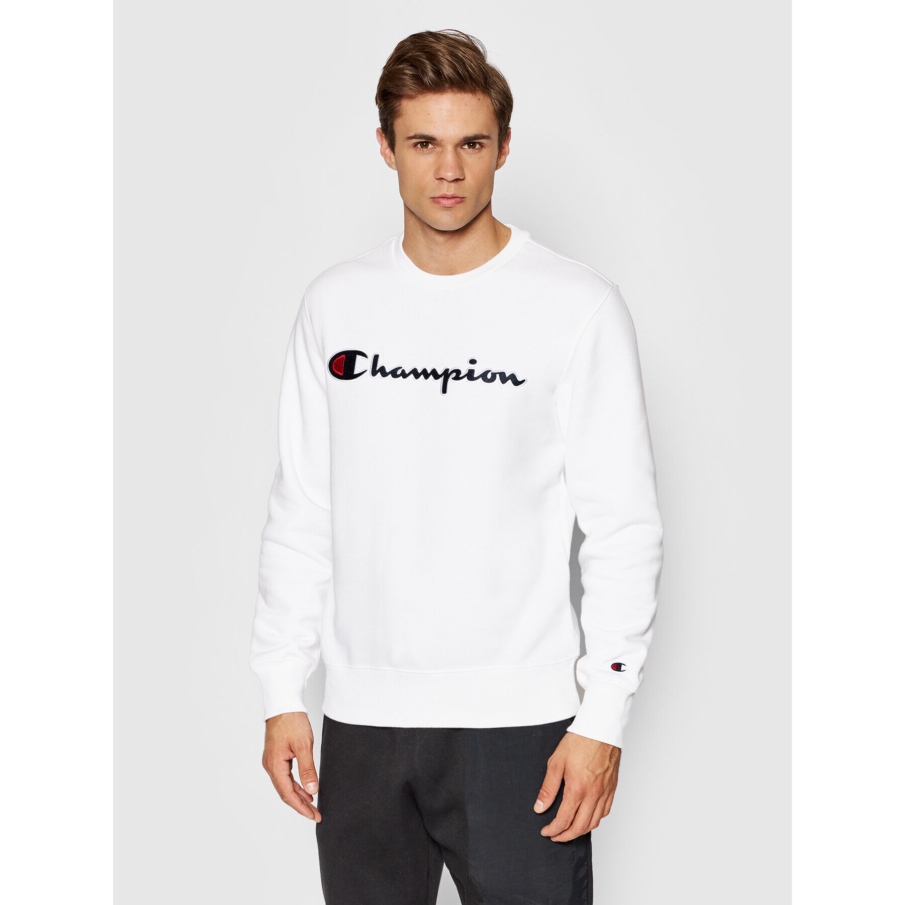 Champion Суитшърт Crewneck 216471 Бял Custom Fit - Pepit.bg