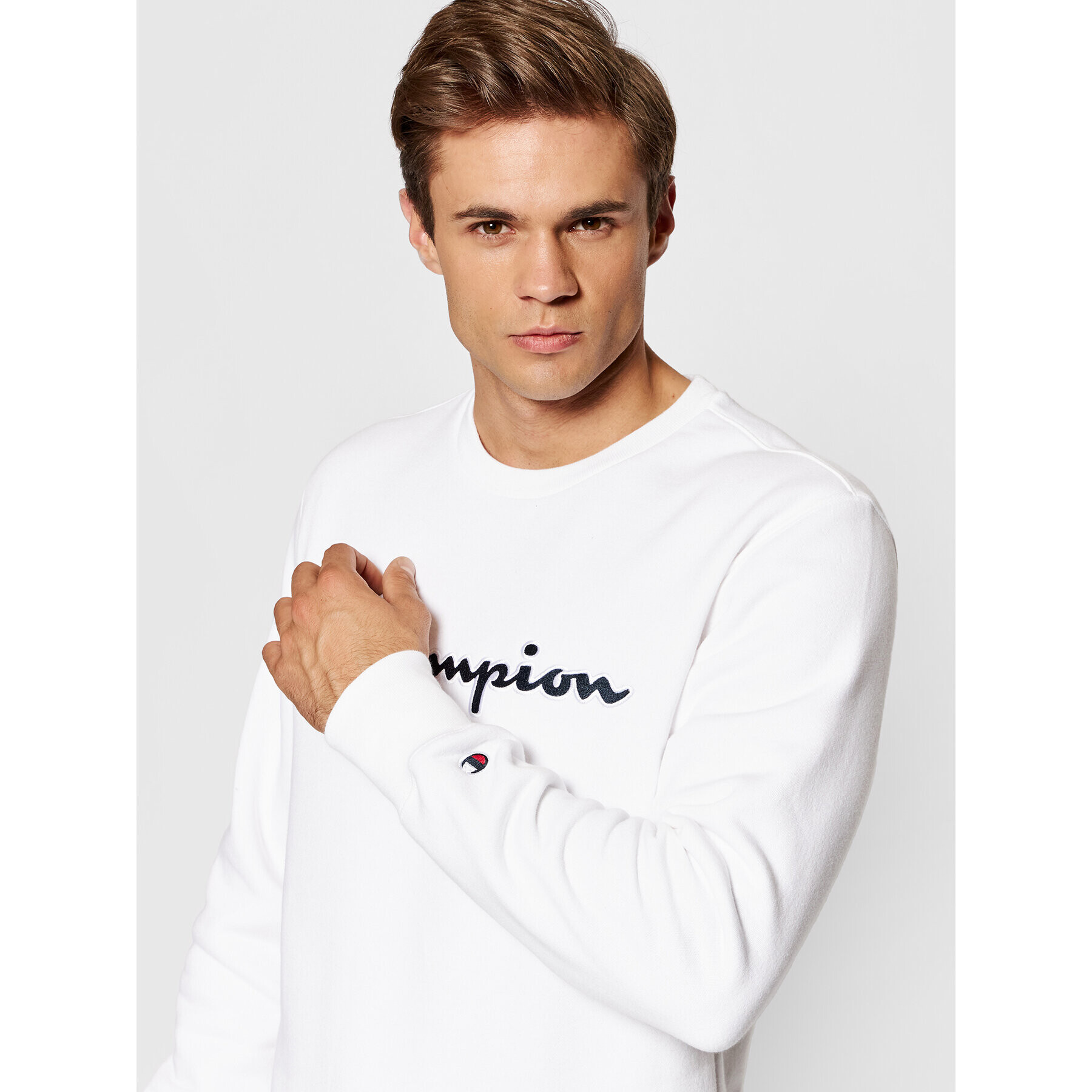 Champion Суитшърт Crewneck 216471 Бял Custom Fit - Pepit.bg