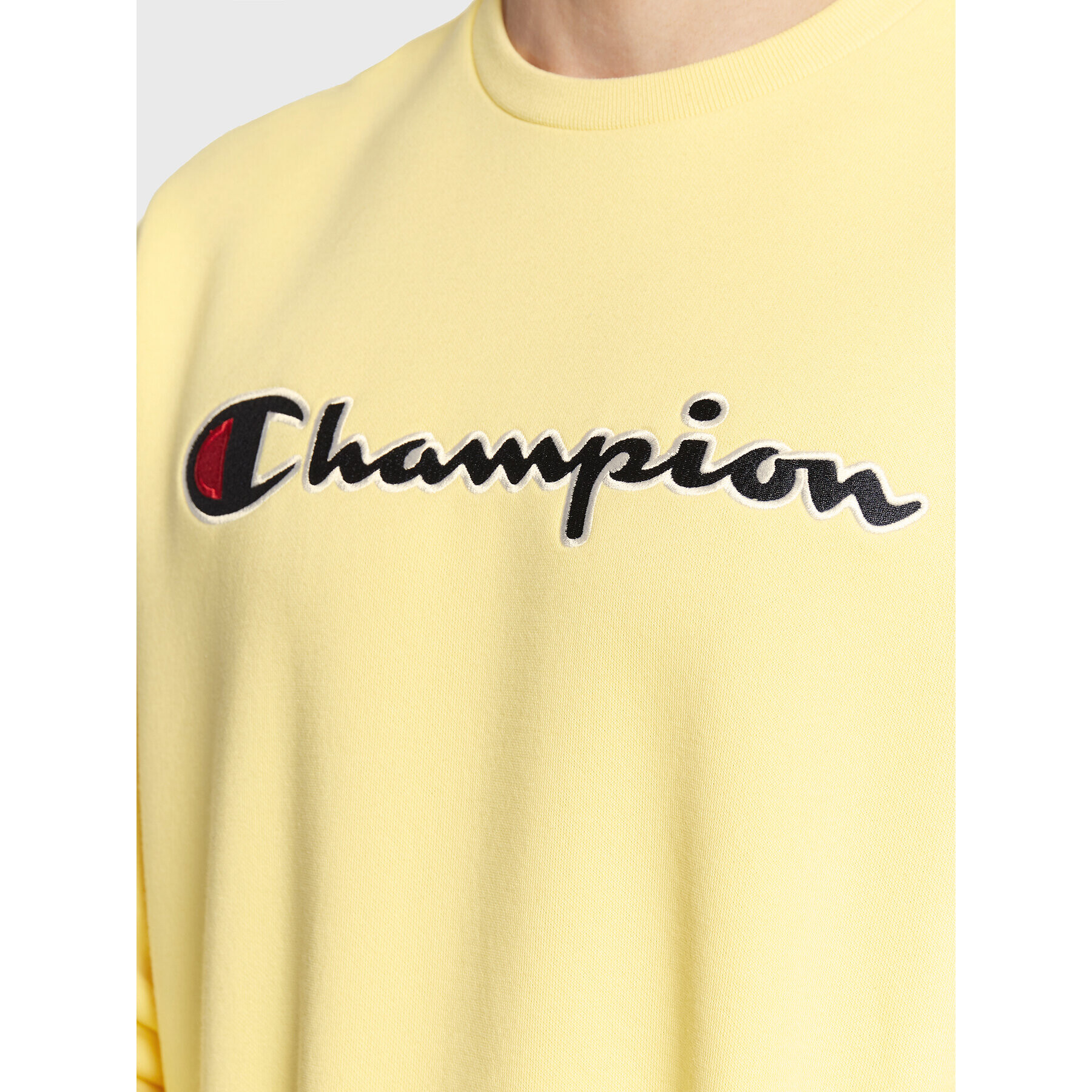 Champion Суитшърт Embroided Script Logo 217859 Жълт Regular Fit - Pepit.bg