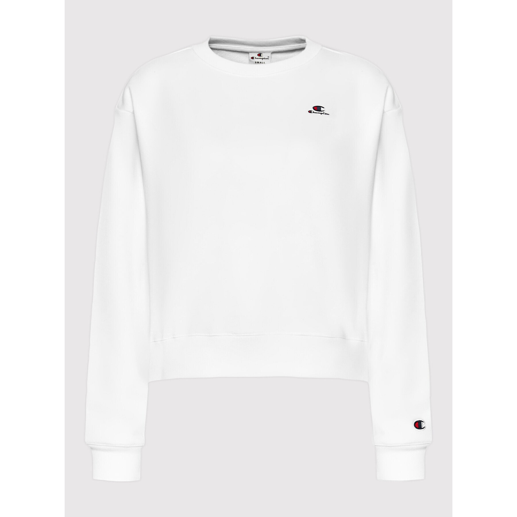 Champion Суитшърт Embroidered 114923 Бял Boxy Fit - Pepit.bg