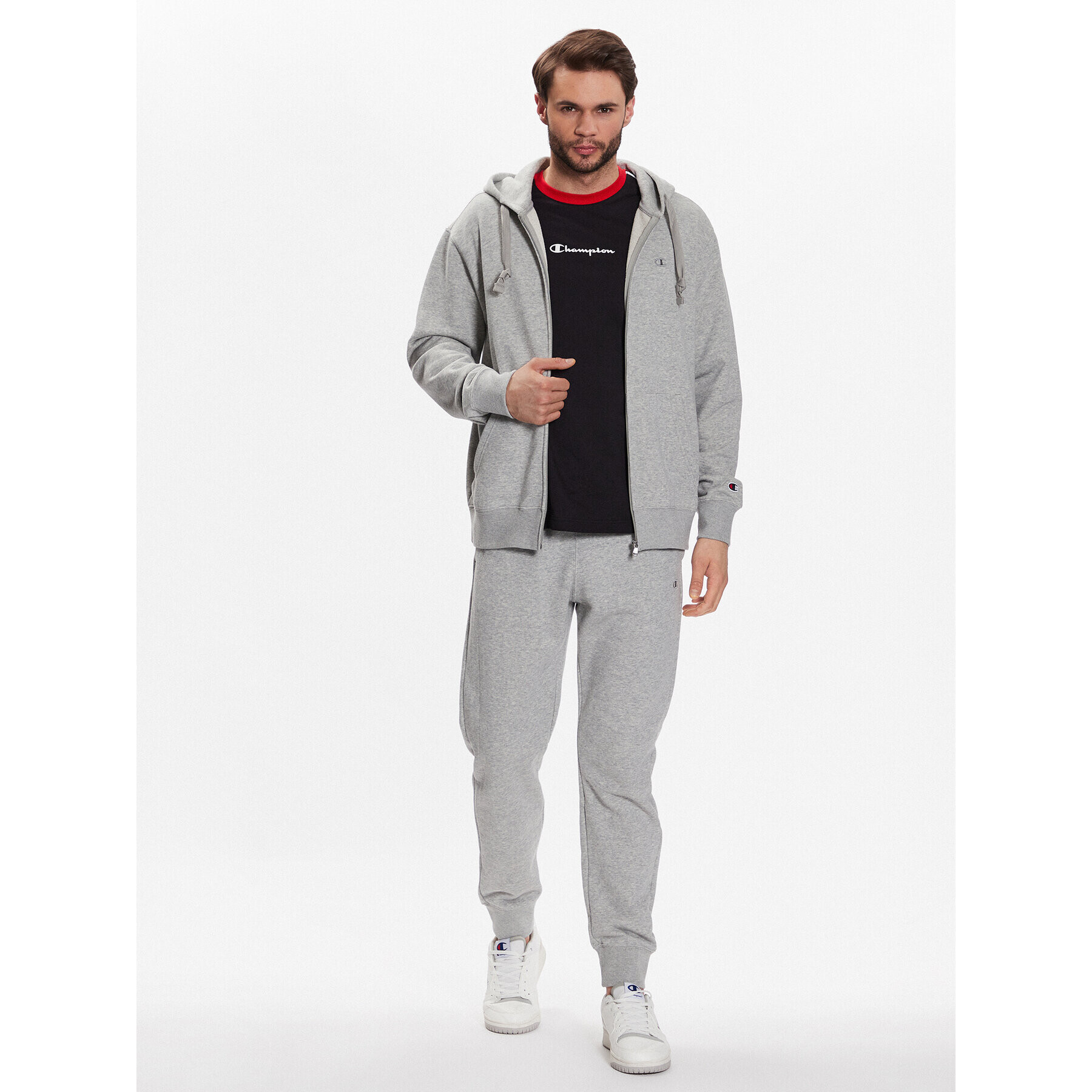 Champion Суитшърт Embroidered 218493 Сив Relaxed Fit - Pepit.bg