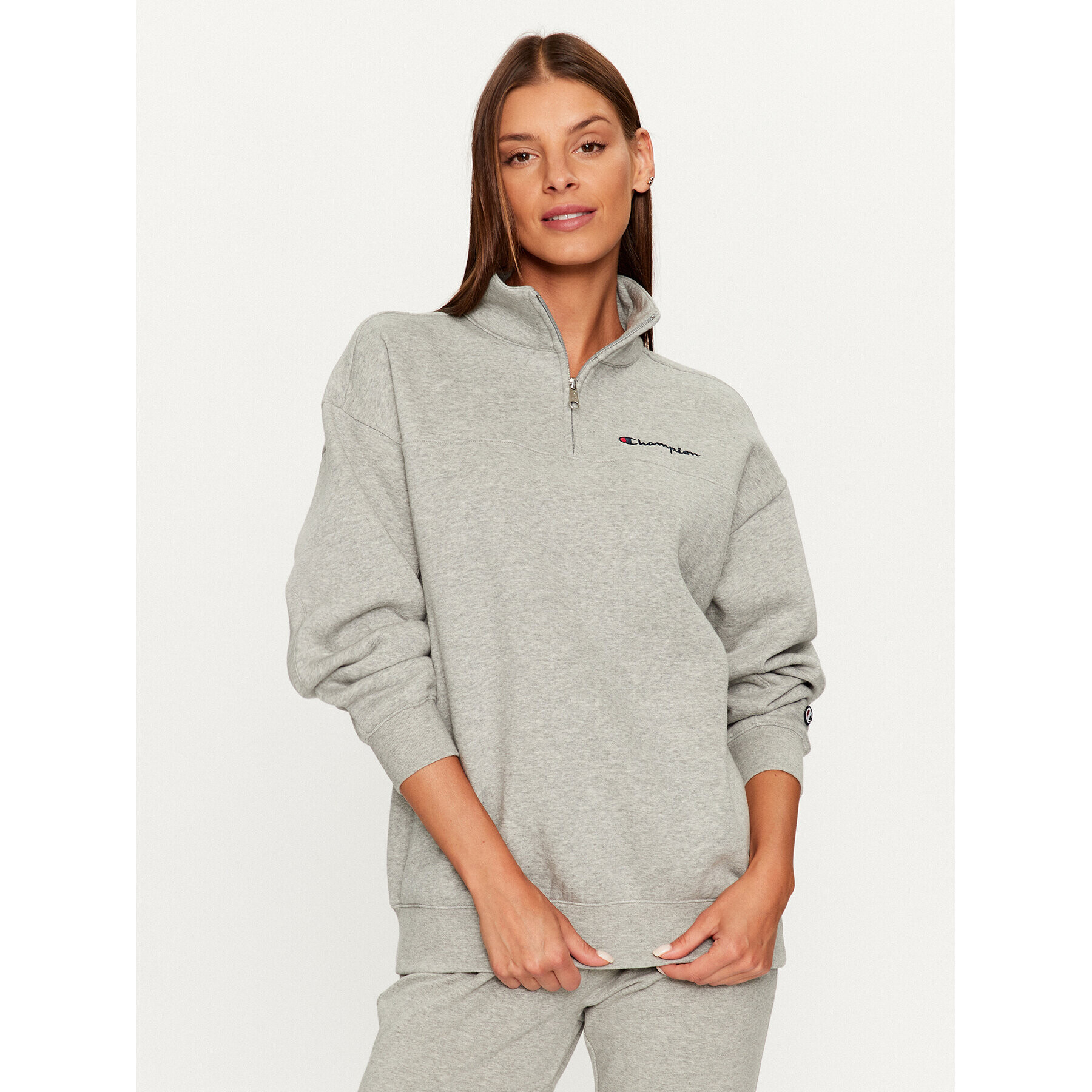 Champion Суитшърт Half Zip Sweatshirt 116590 Сив Oversize - Pepit.bg