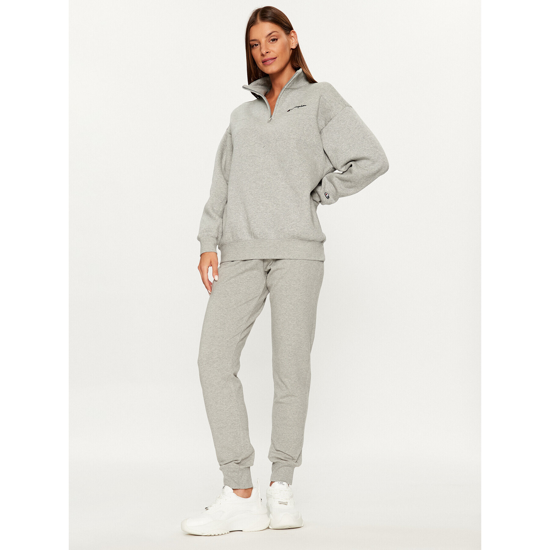 Champion Суитшърт Half Zip Sweatshirt 116590 Сив Oversize - Pepit.bg