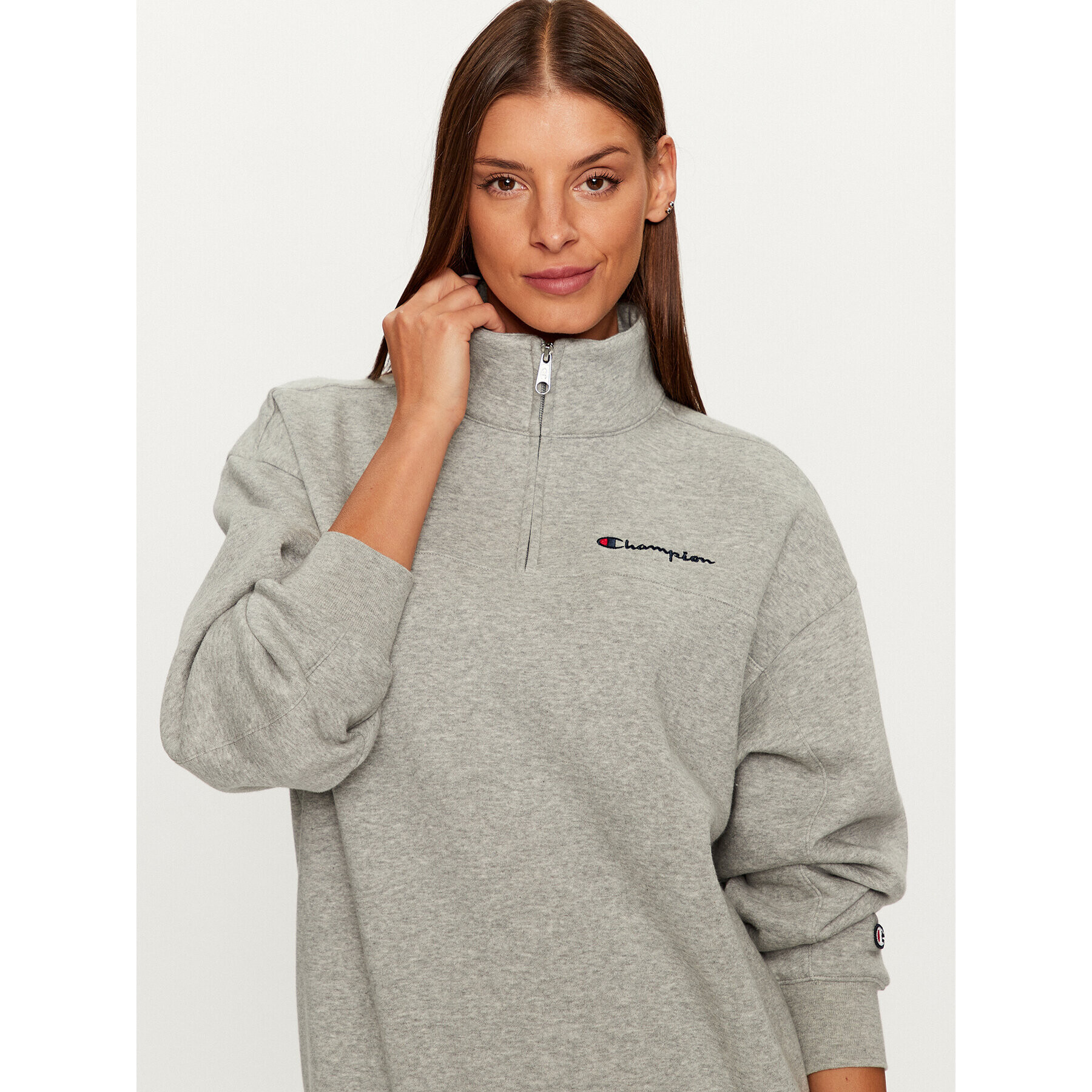 Champion Суитшърт Half Zip Sweatshirt 116590 Сив Oversize - Pepit.bg