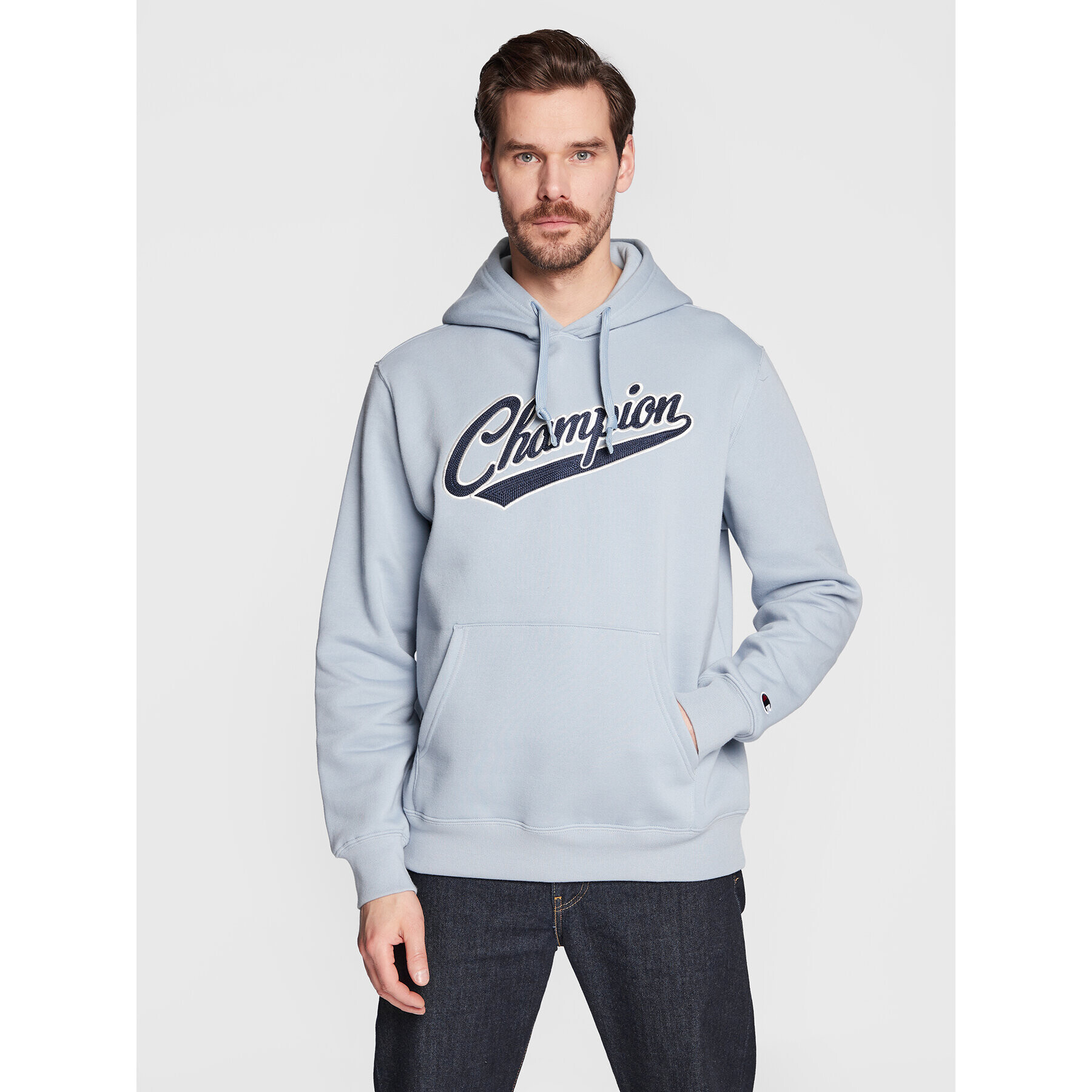 Champion Суитшърт Heavy Fleece Vintage Logo 217886 Син Relaxed Fit - Pepit.bg