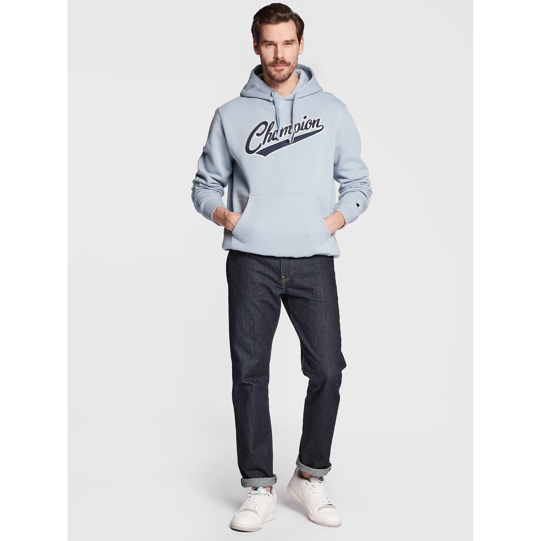 Champion Суитшърт Heavy Fleece Vintage Logo 217886 Син Relaxed Fit - Pepit.bg