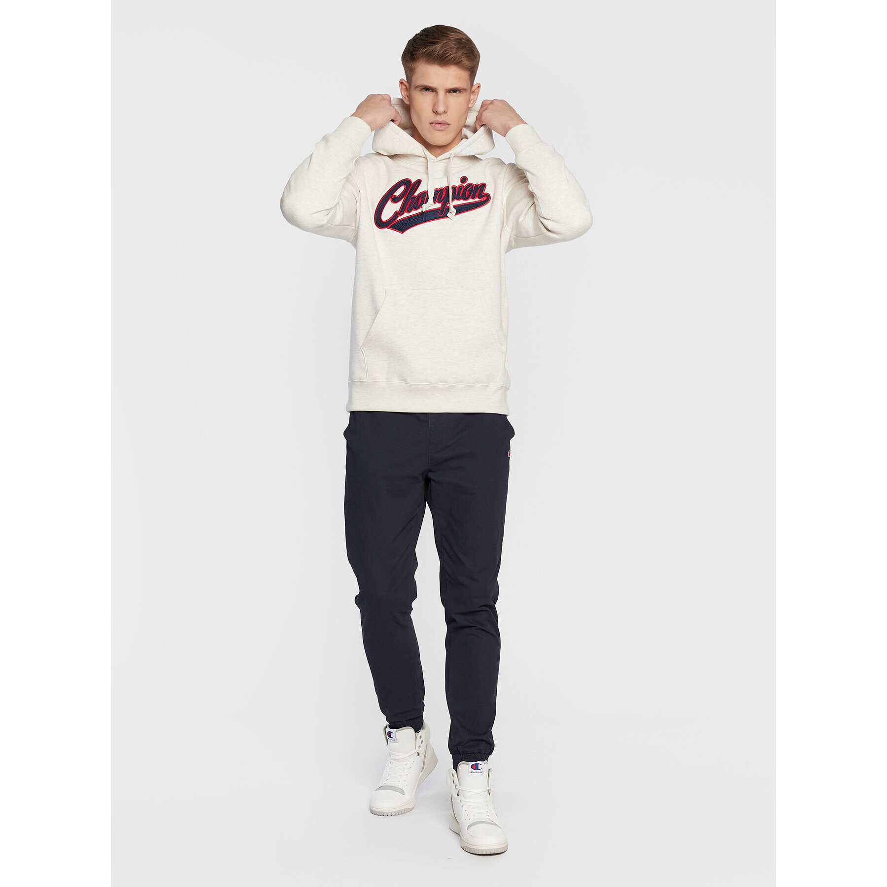 Champion Суитшърт Heavy Fleece Vintage Logo 217886 Сив Relaxed Fit - Pepit.bg