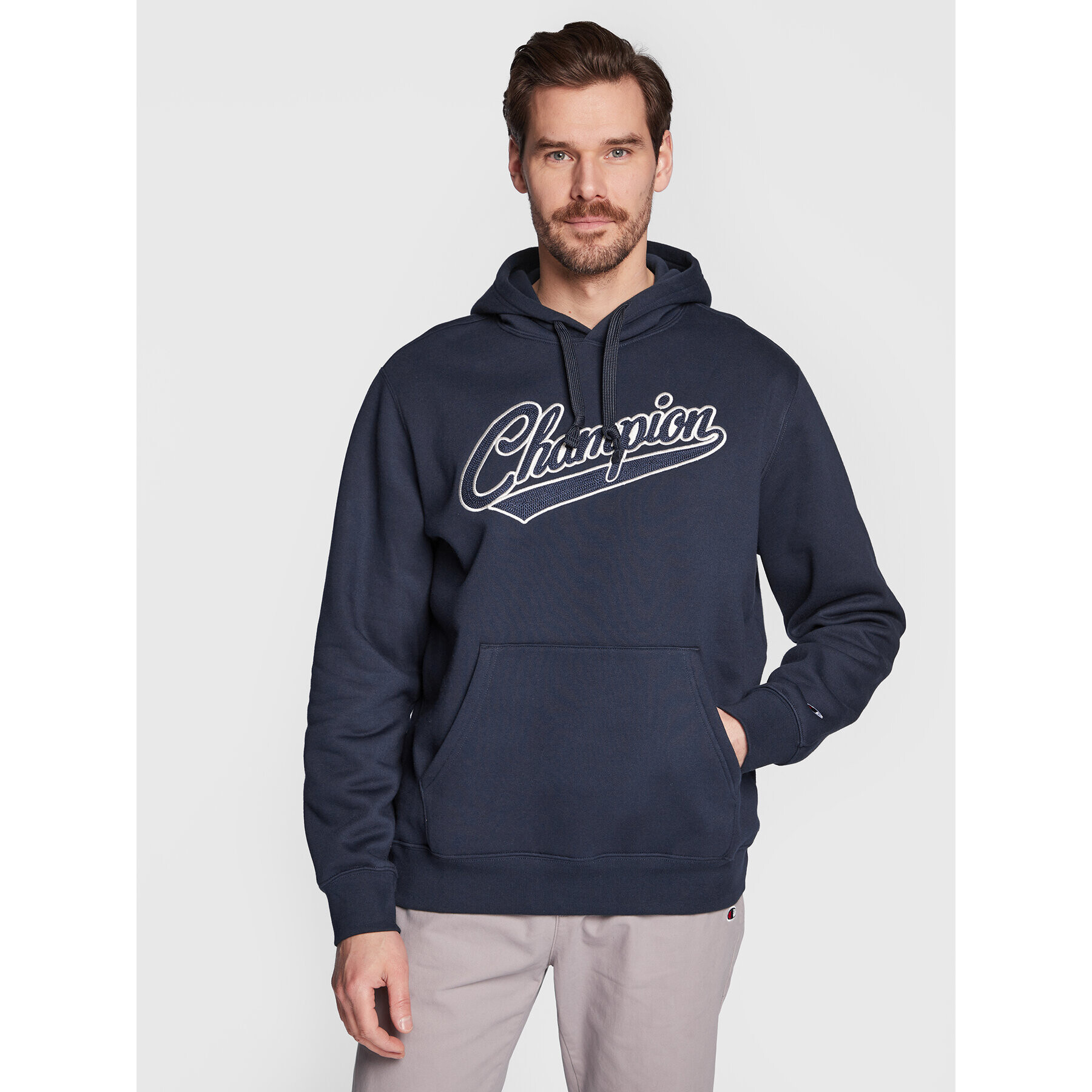 Champion Суитшърт Heavy Fleece Vintage Logo 217886 Тъмносин Relaxed Fit - Pepit.bg