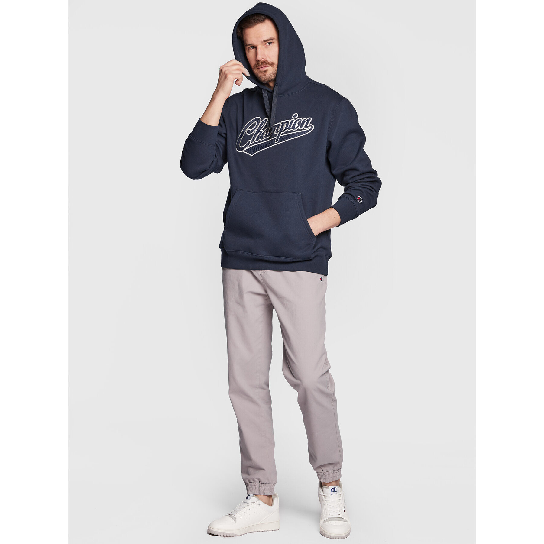 Champion Суитшърт Heavy Fleece Vintage Logo 217886 Тъмносин Relaxed Fit - Pepit.bg