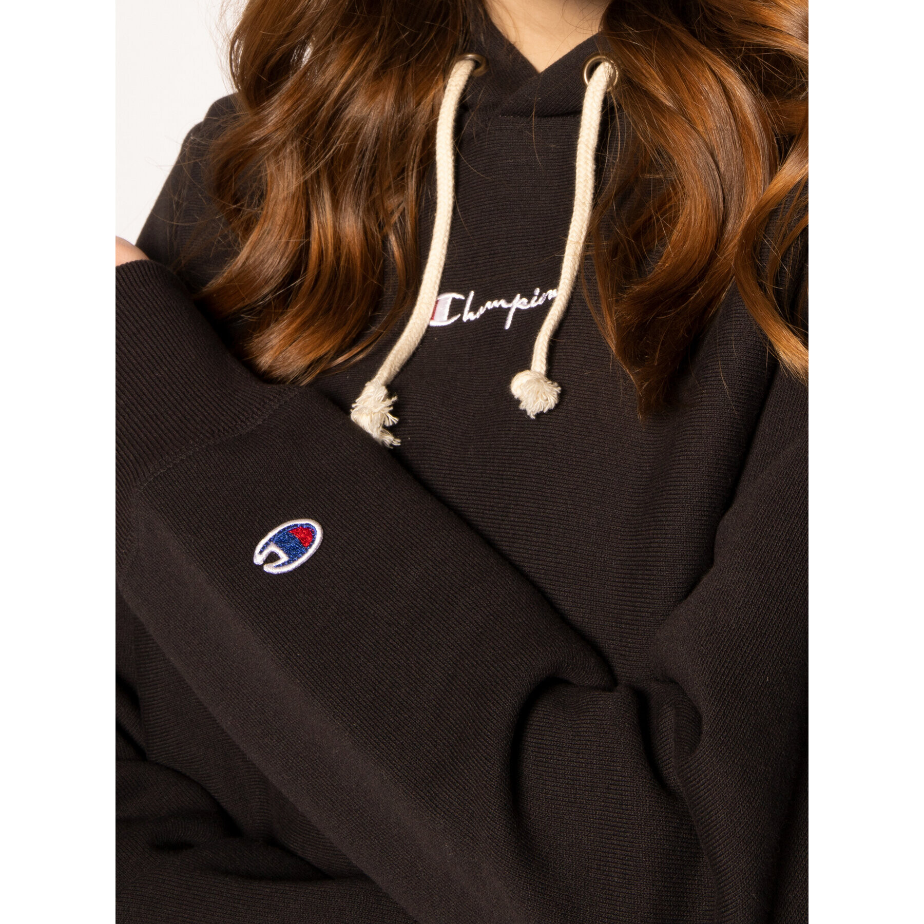 Champion Суитшърт Hooded 112691 Черен Custom Fit - Pepit.bg