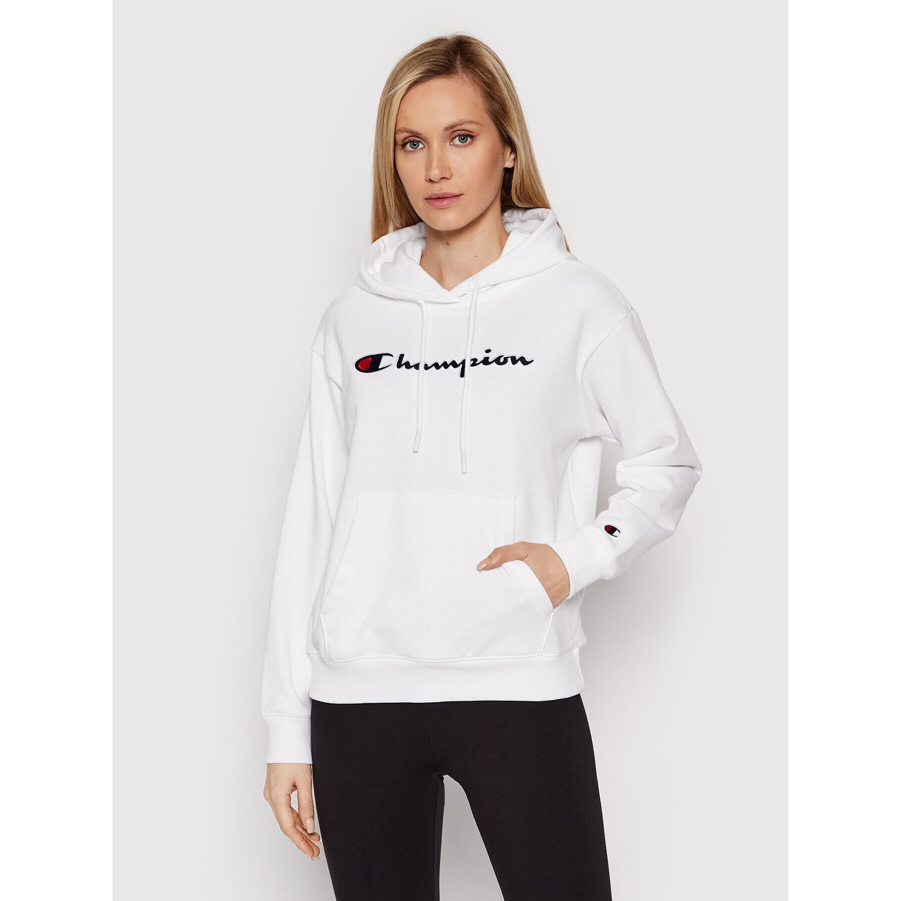 Champion Суитшърт Hooded 114919 Бял Regular Fit - Pepit.bg