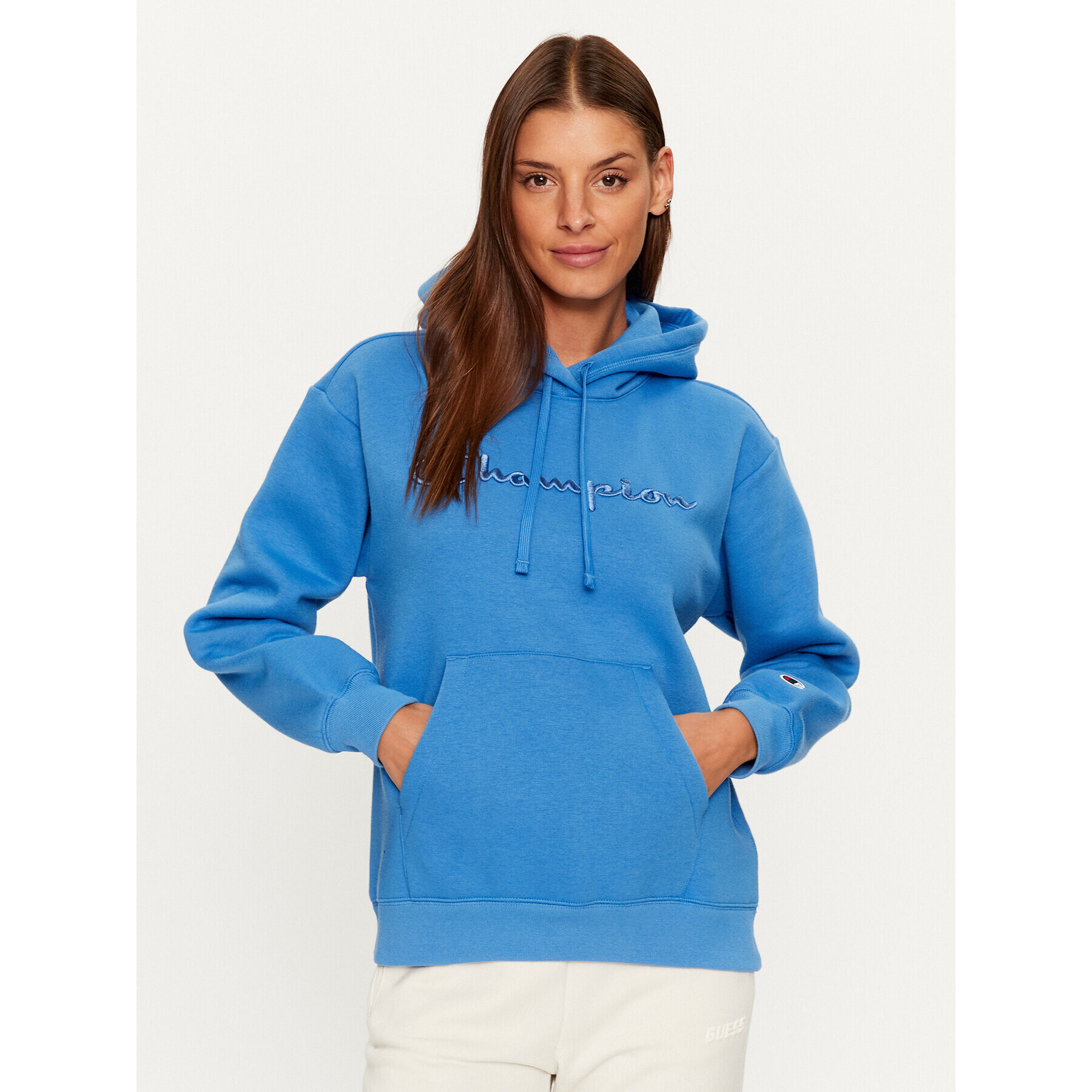 Champion Суитшърт Hooded Sweatshirt 116677 Син Custom Fit - Pepit.bg