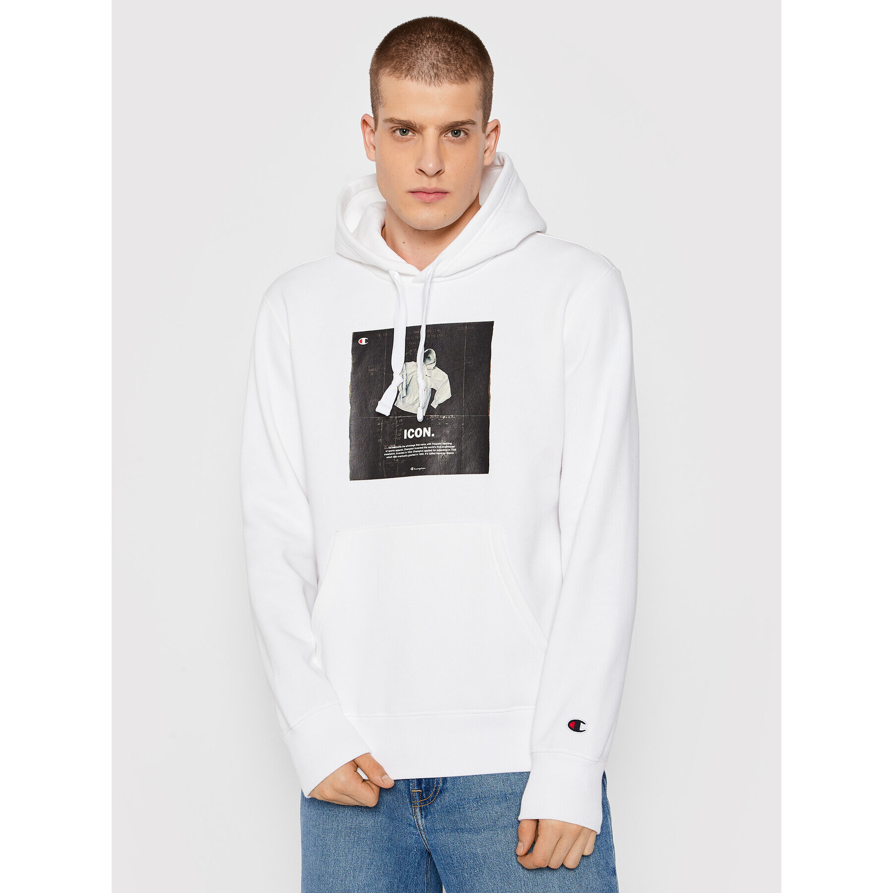 Champion Суитшърт Icon 216958 Бял Regular Fit - Pepit.bg