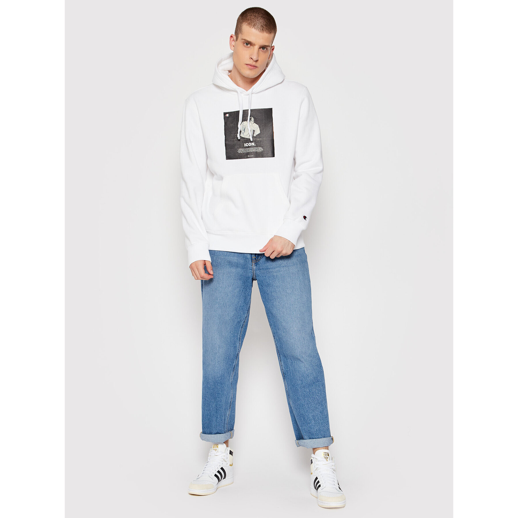 Champion Суитшърт Icon 216958 Бял Regular Fit - Pepit.bg