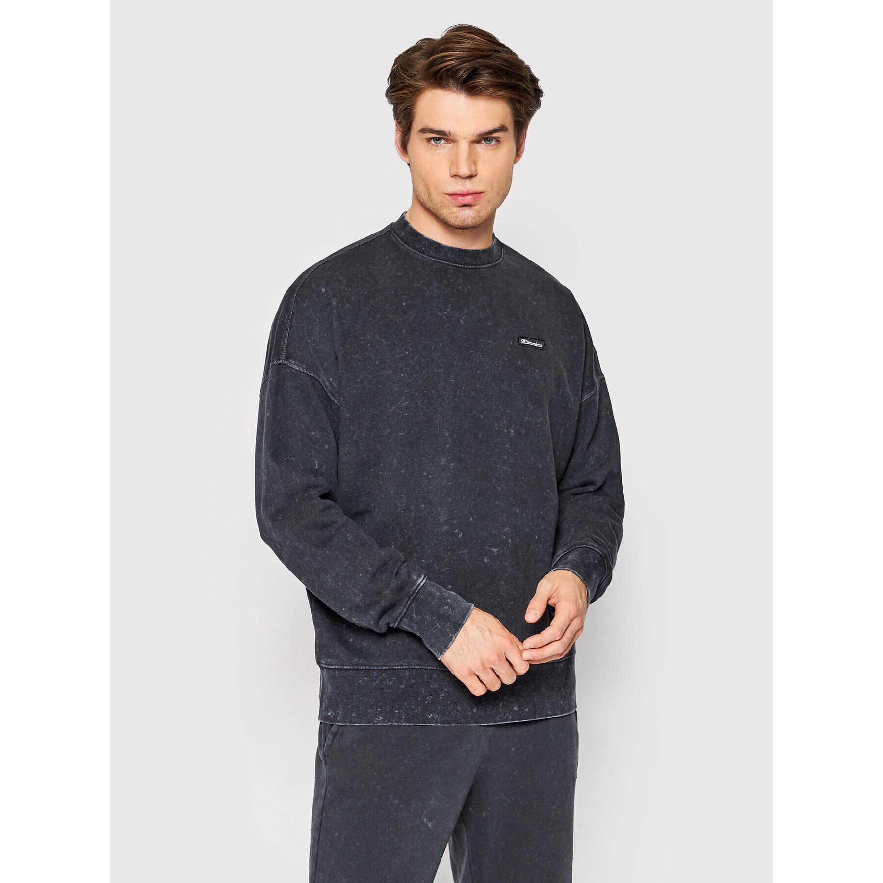 Champion Суитшърт Jackquard Label 217084 Черен Baggy Fit - Pepit.bg