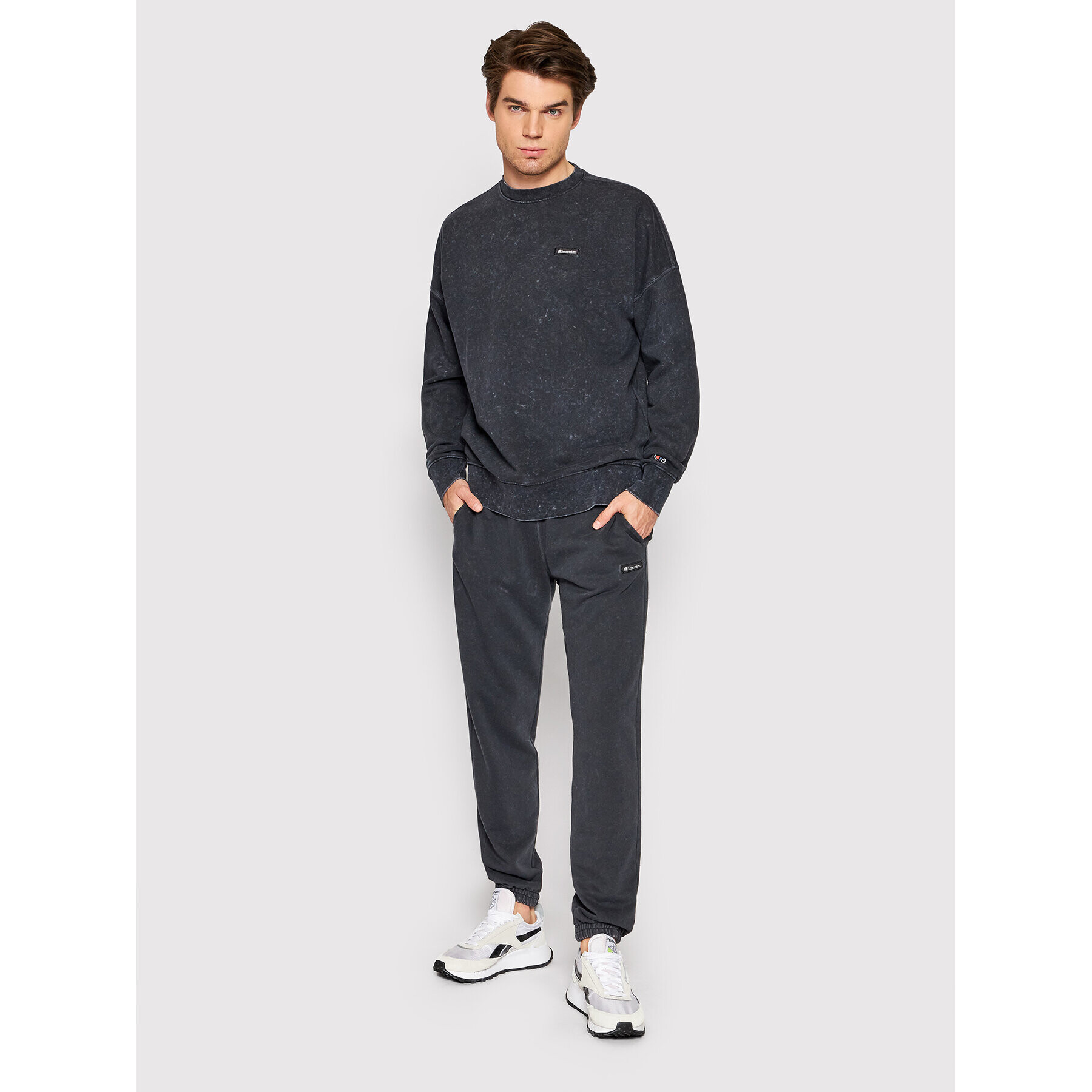 Champion Суитшърт Jackquard Label 217084 Черен Baggy Fit - Pepit.bg