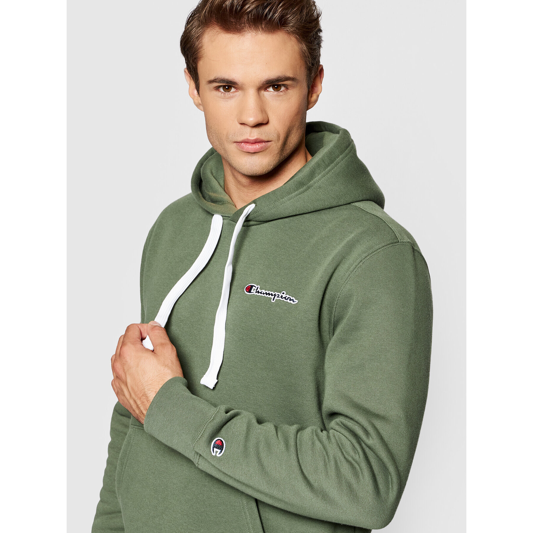 Champion Суитшърт Left Chest 216475 Зелен Custom Fit - Pepit.bg