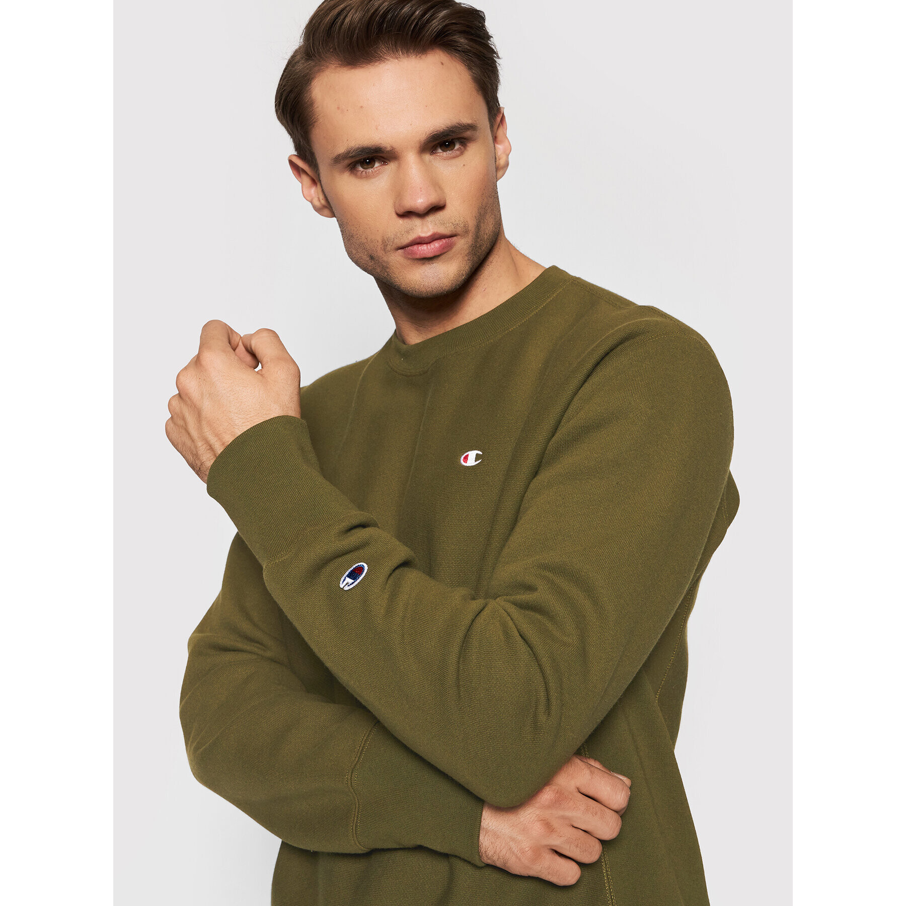 Champion Суитшърт Logo 216495 Зелен Custom Fit - Pepit.bg