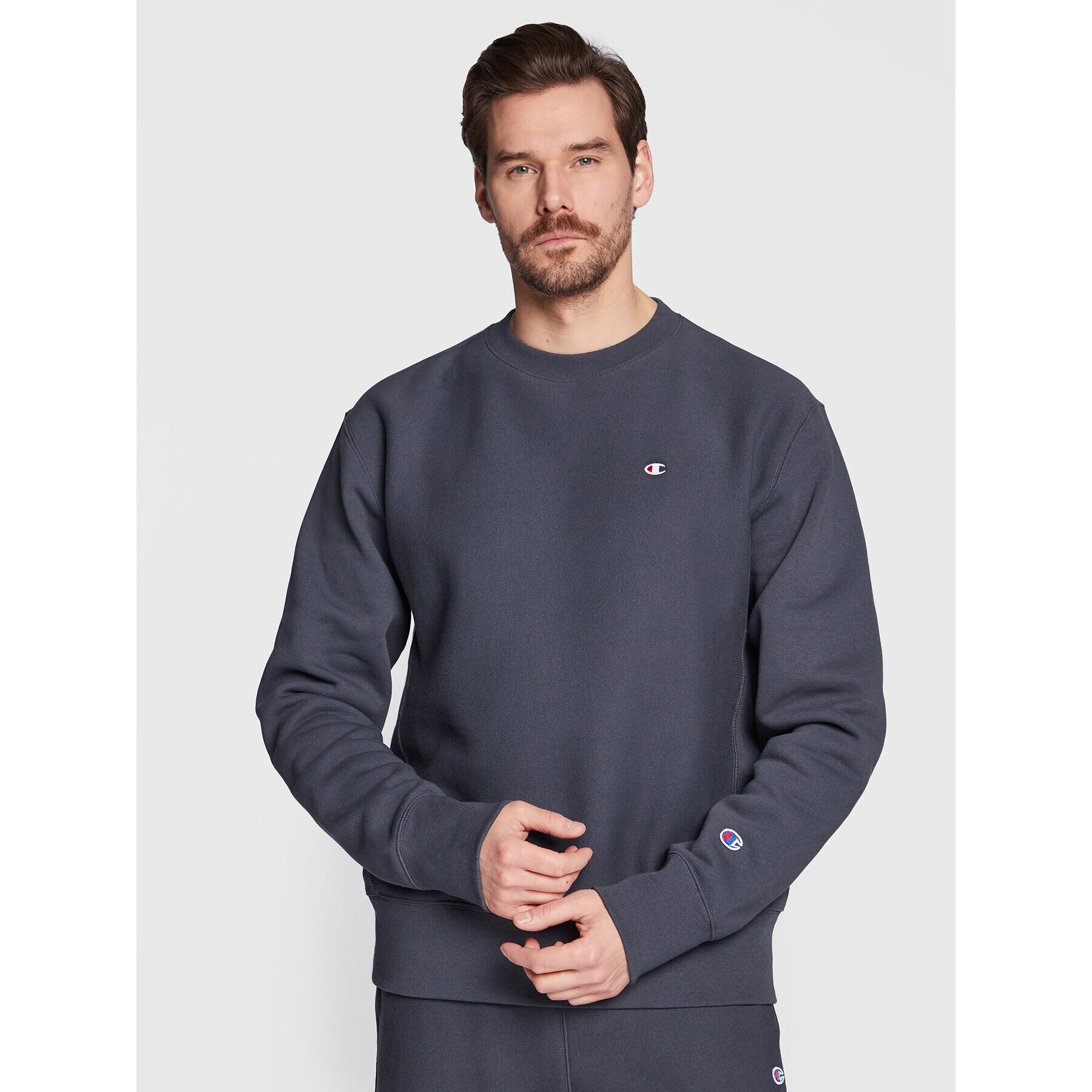 Champion Суитшърт Logo 217977 Сив Regular Fit - Pepit.bg