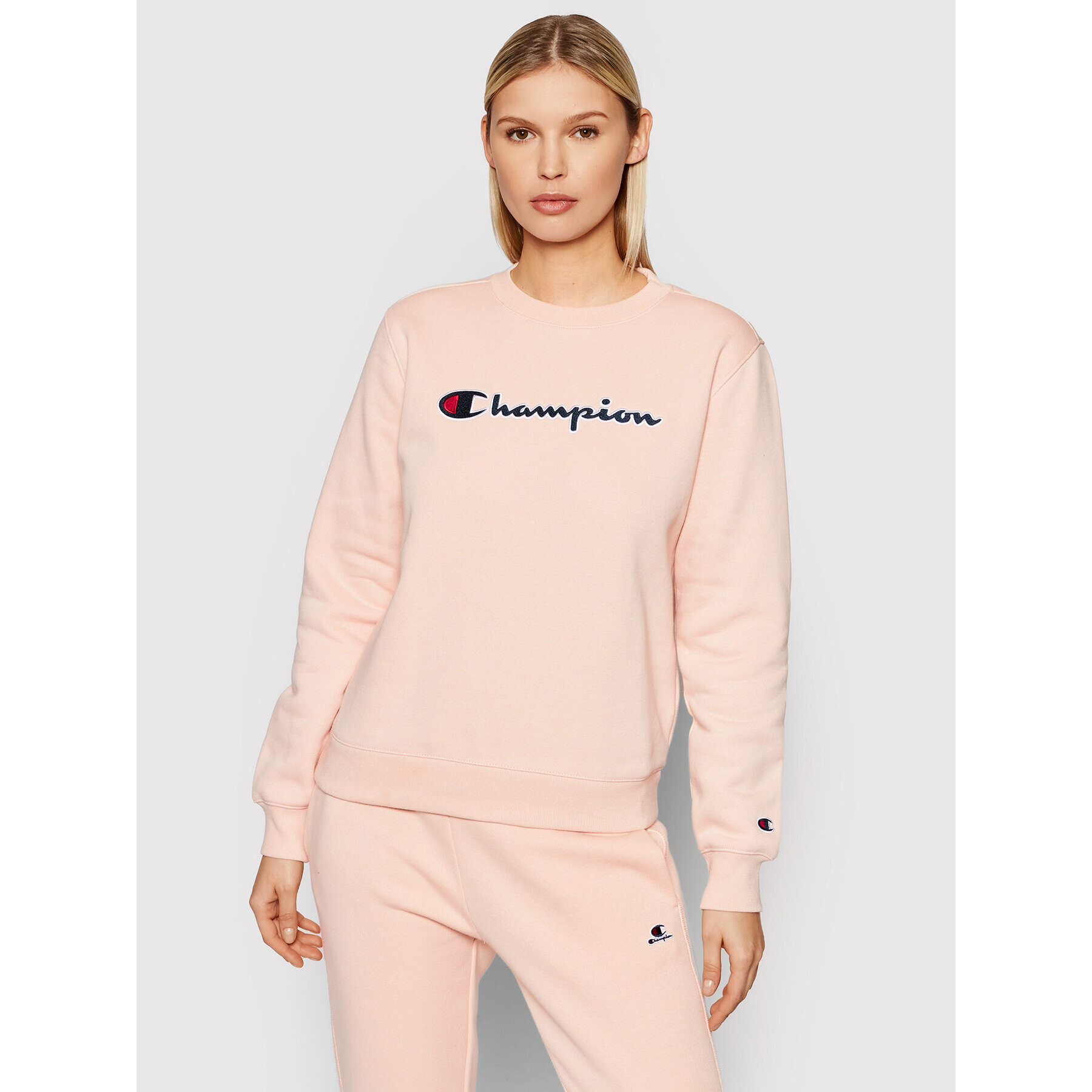 Champion Суитшърт Logo Script 114462 Розов Regular Fit - Pepit.bg