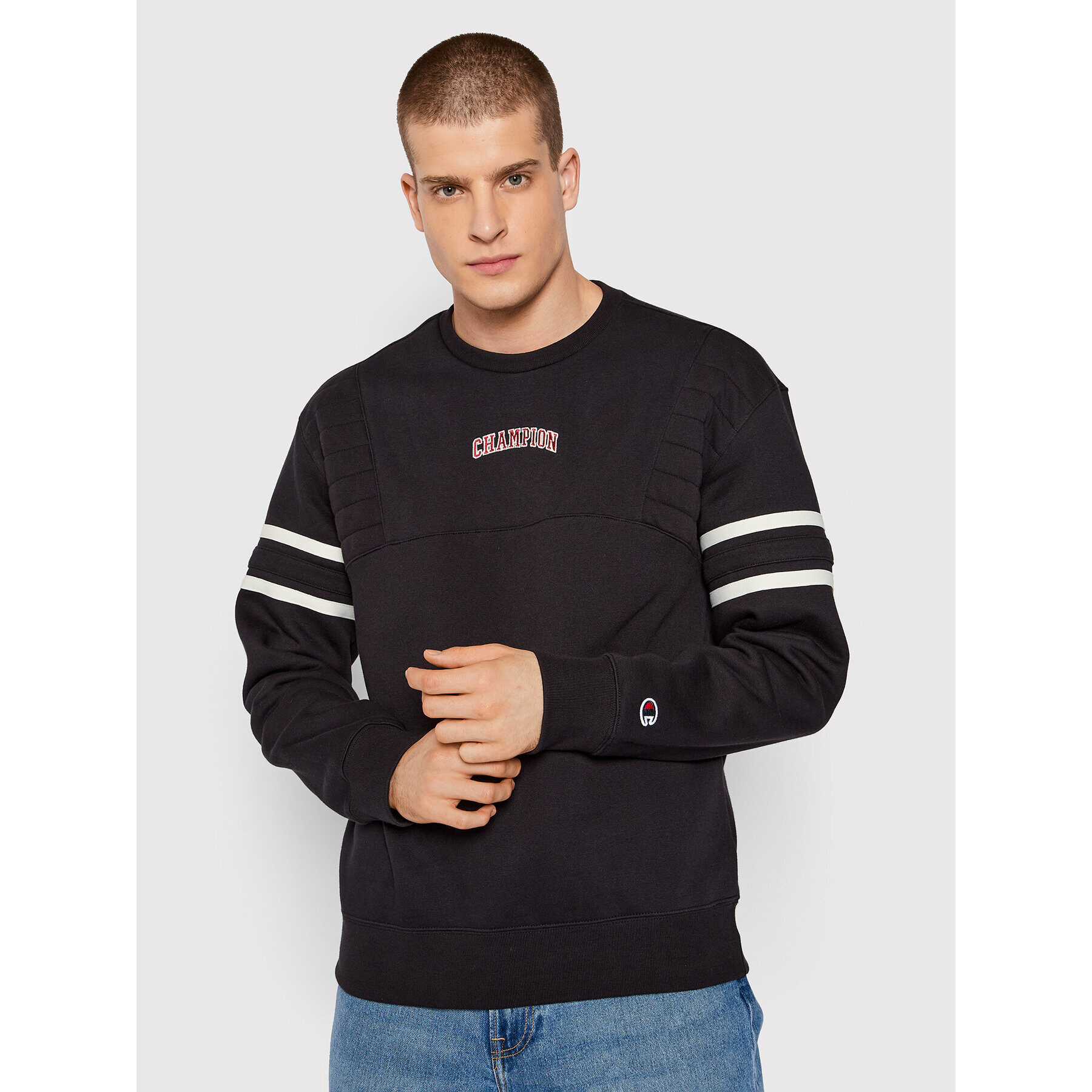 Champion Суитшърт Logo Varsity Script 216578 Черен Custom Fit - Pepit.bg